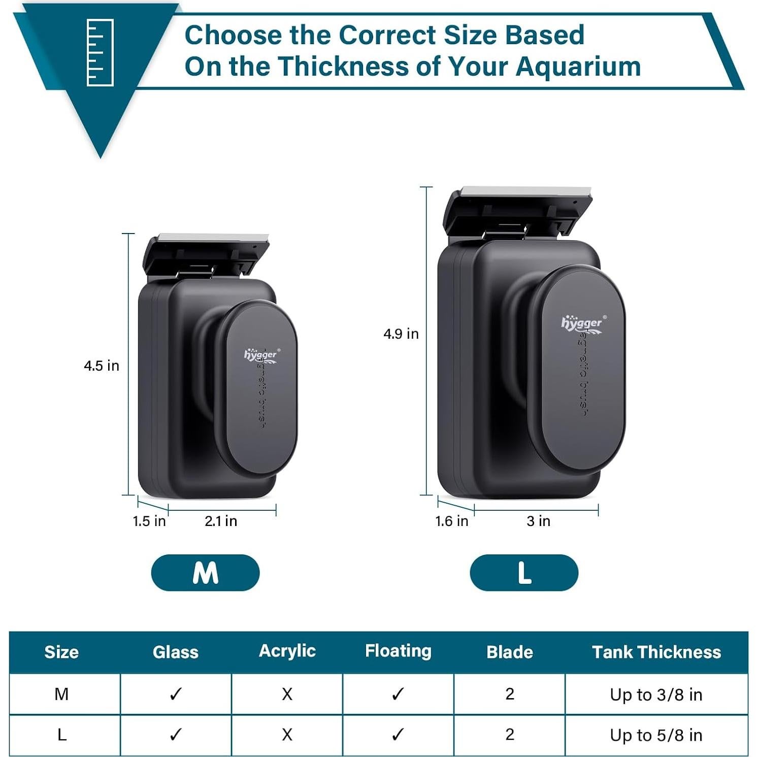 Limpiador de Vidrio para Acuario Hygger HG068 Magnético Flotante