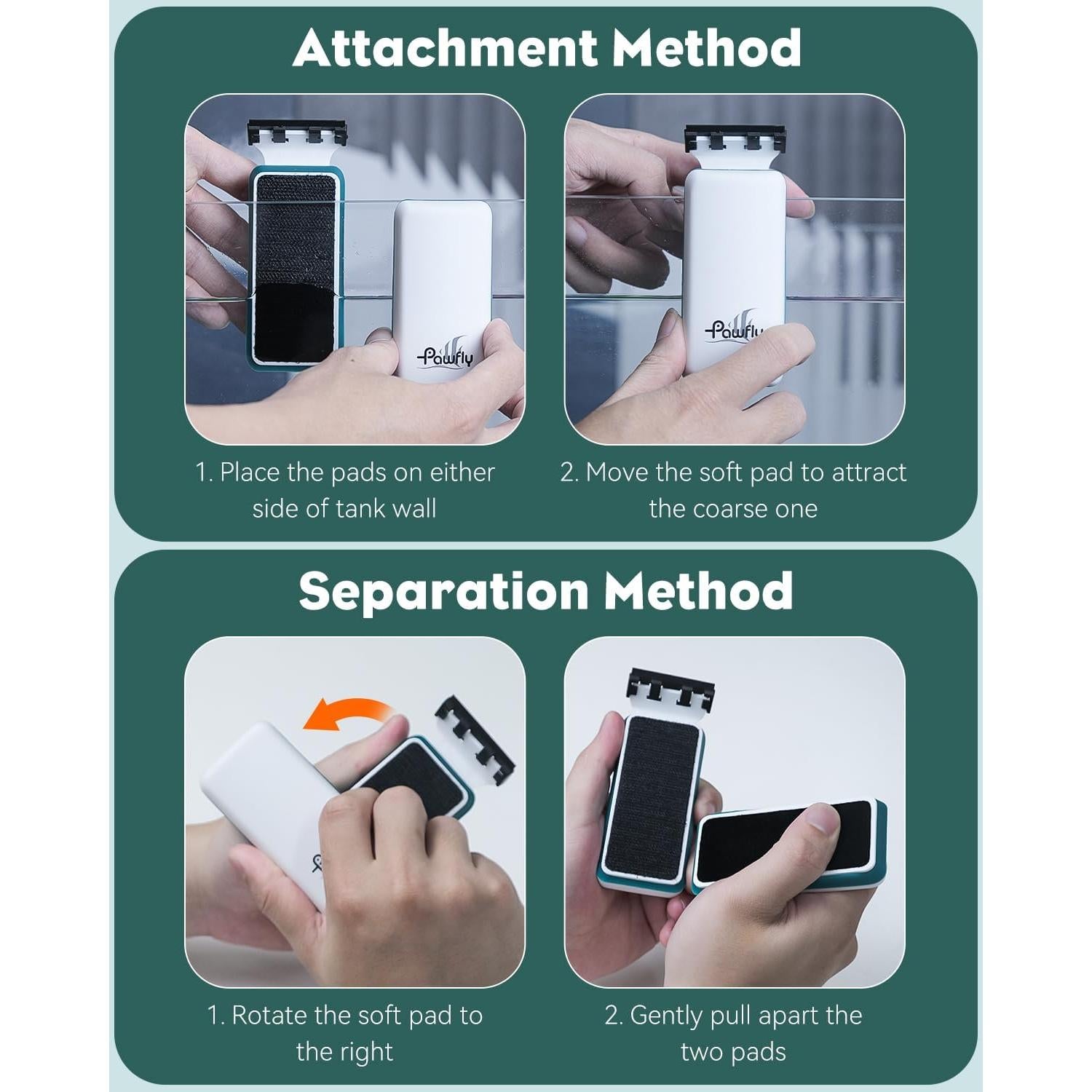 Limpiador Magnético de Acuario Pawfly con 2 Raspadores 6.35mm