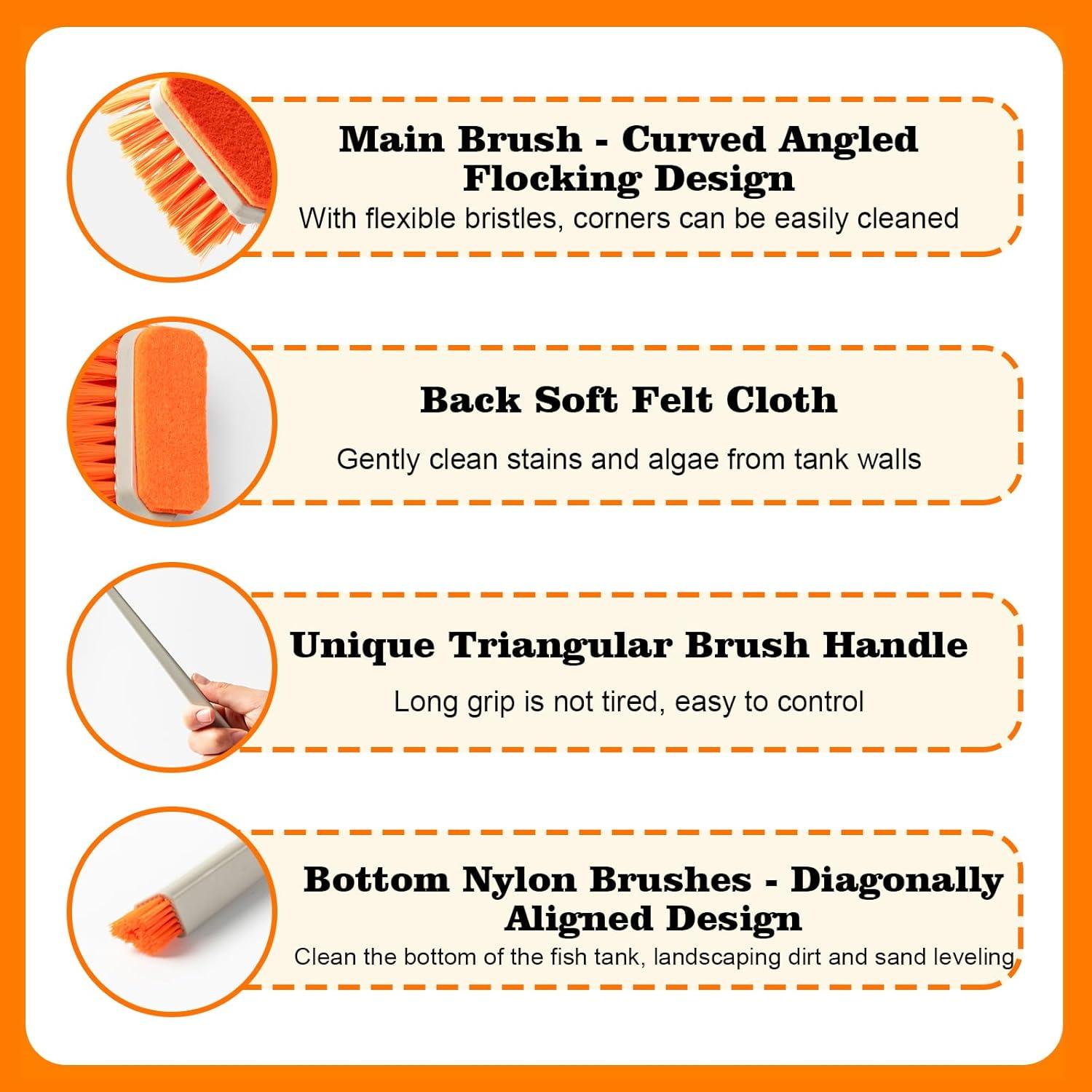 Cepillo Limpiador de Acuario Swirge 31cm Naranja - Raspador de Algas