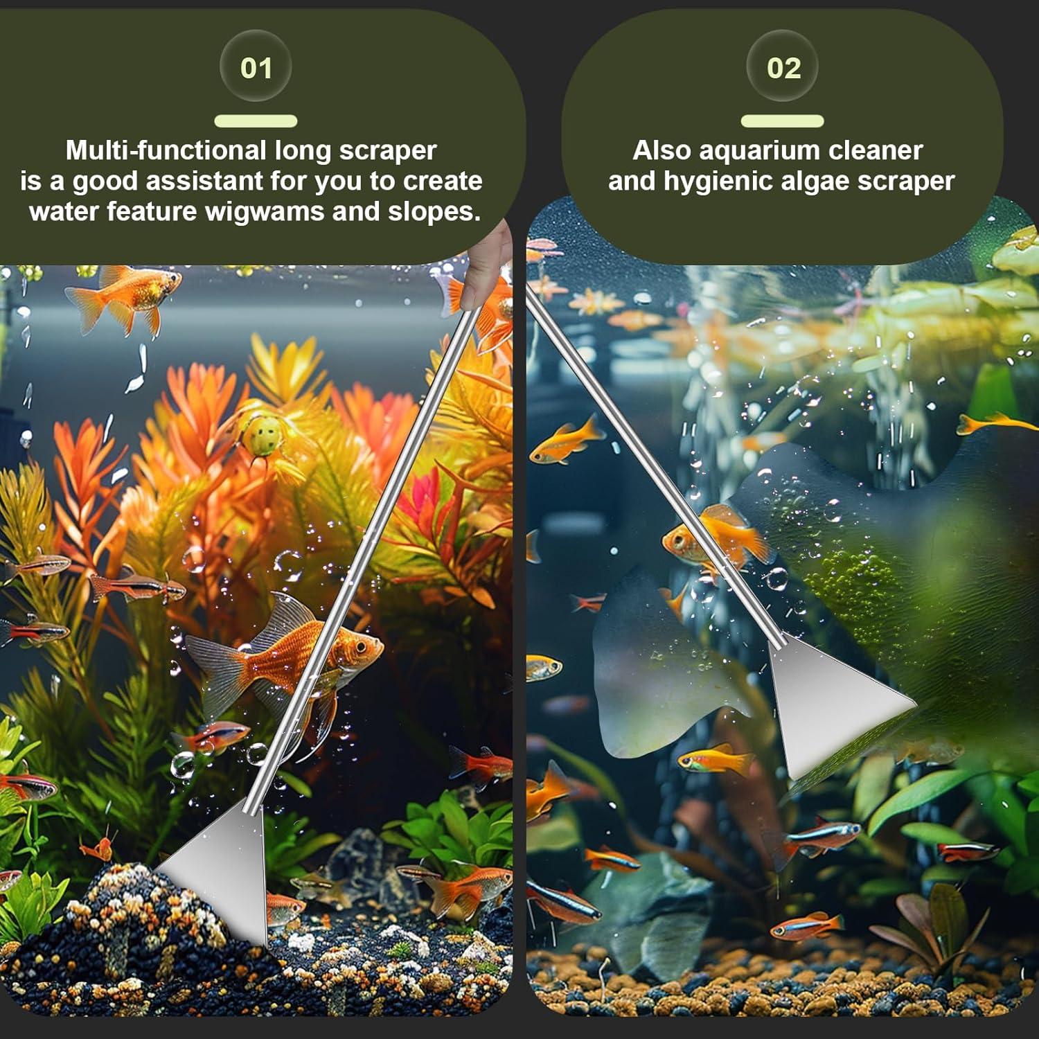 Kit de herramientas para acuarios Nicholaus 3 piezas acero inoxidable