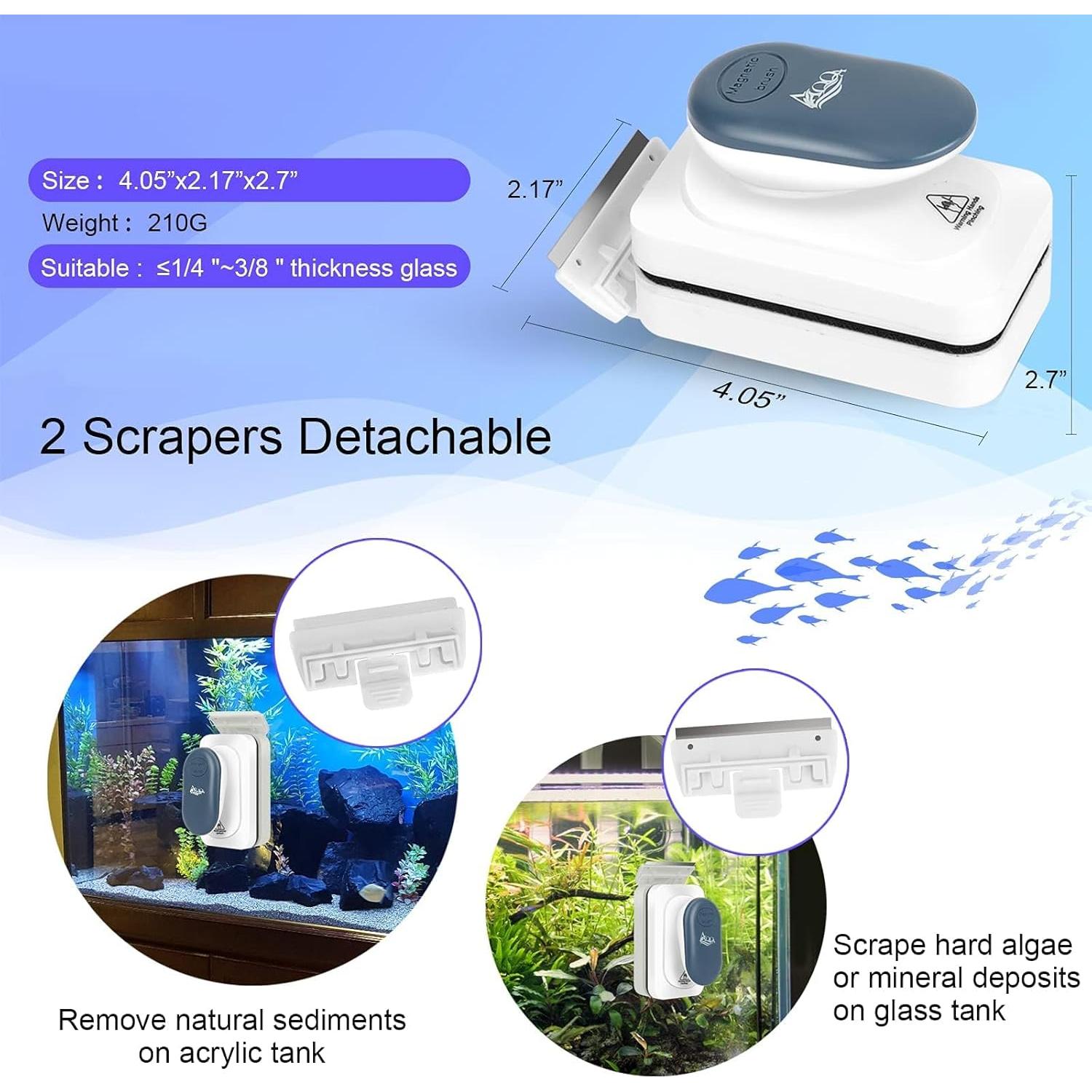 Limpiador Magnético AQQA para Acuarios Azul Pequeño