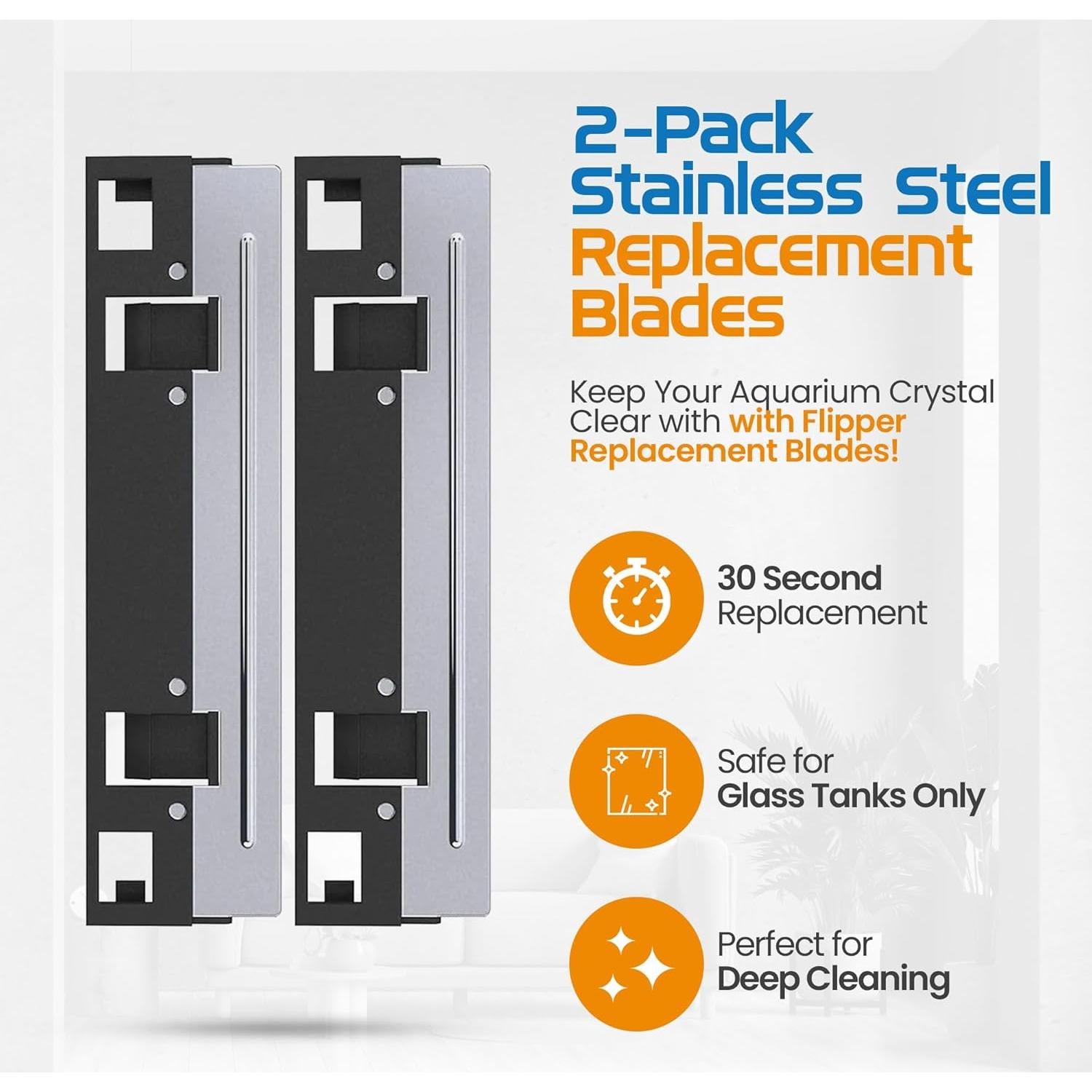 Cuchillas de Raspado Flipper Estándar para Acuarios - Paquete de 2
