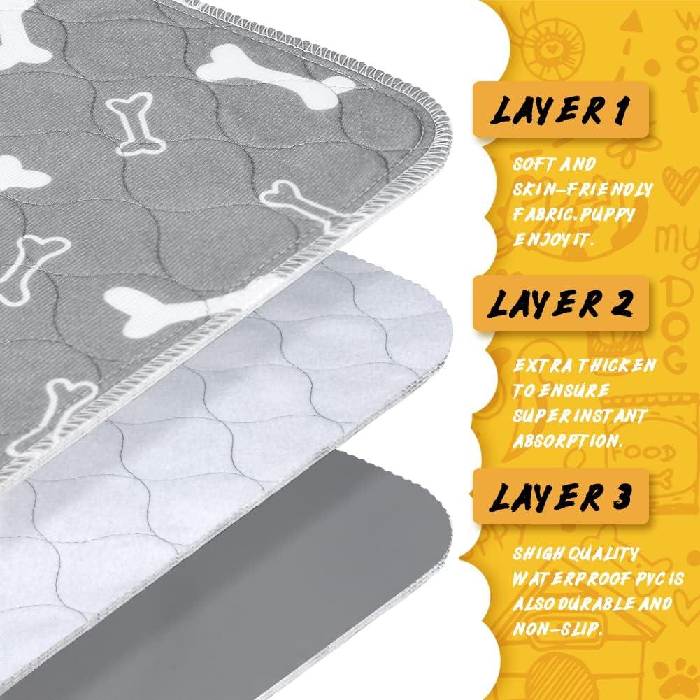 Paquete de 6 almohadillas lavables para perros 61x41 cm Wortade