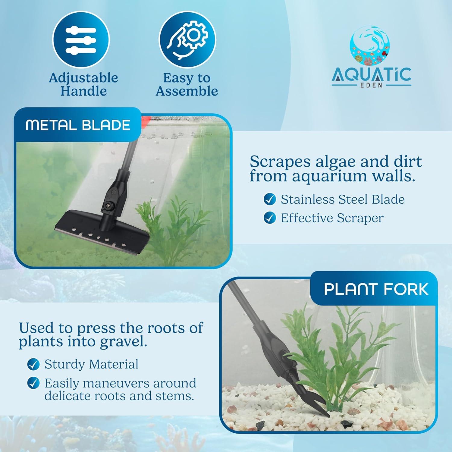 Kit de Limpieza de Acuario 7 en 1 Aquatic Eden - Raspador, Red y Más