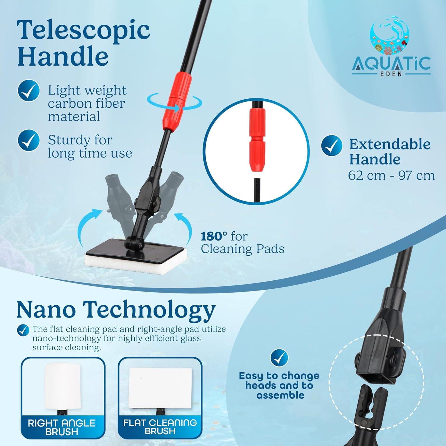 Kit de Limpieza de Acuario 7 en 1 Aquatic Eden - Raspador, Red y Más