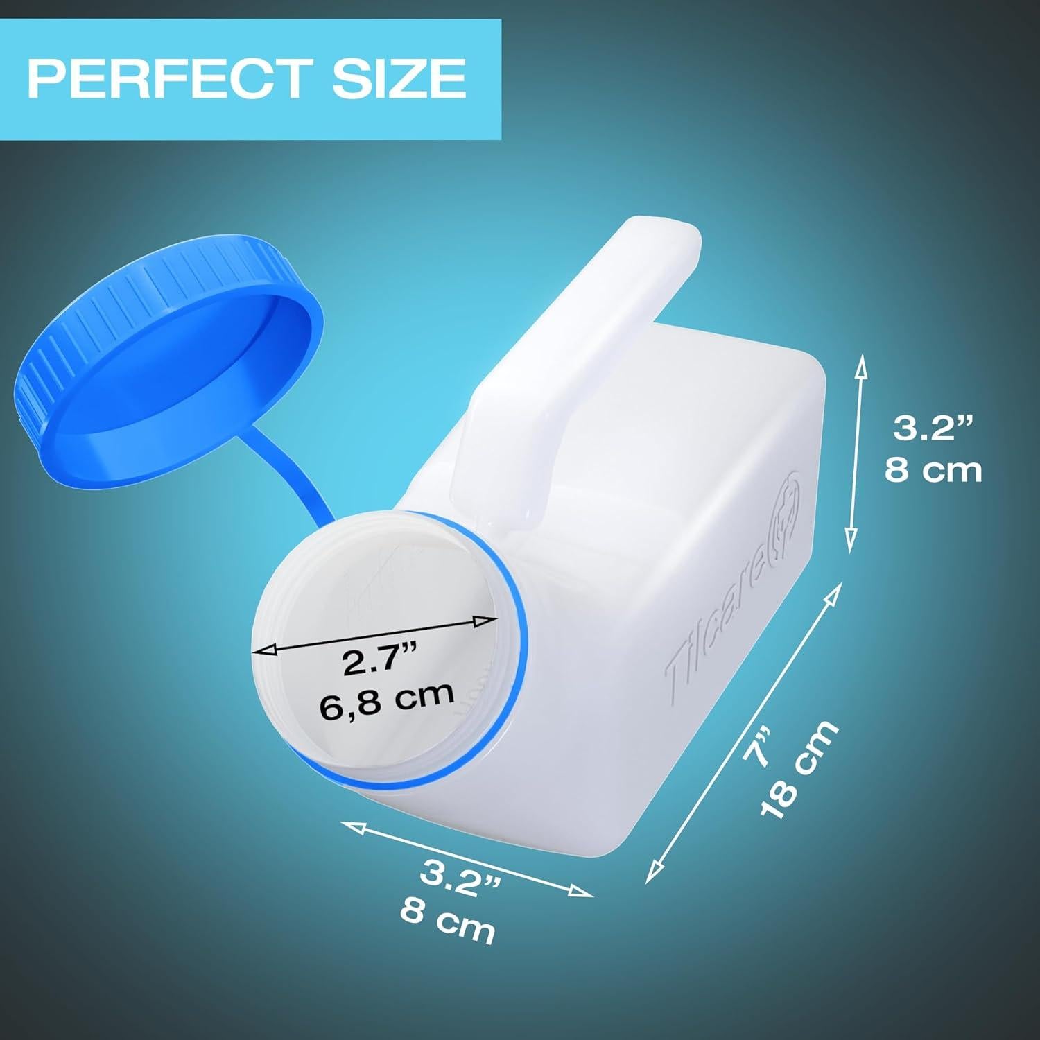 Orinal portátil para hombres Tilcare 1000ml con tapa a prueba de derrames