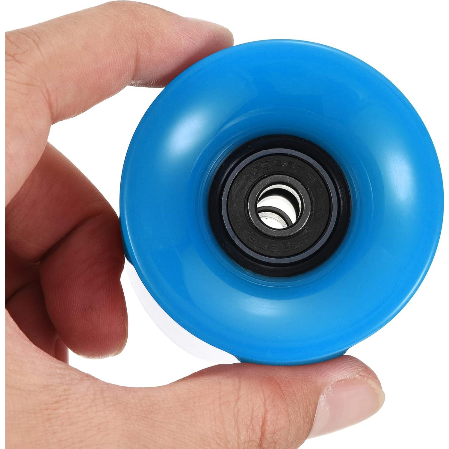 Ruedas de Longboard PATIKIL 45x60mm PU ABEC-9 Negras/Azules