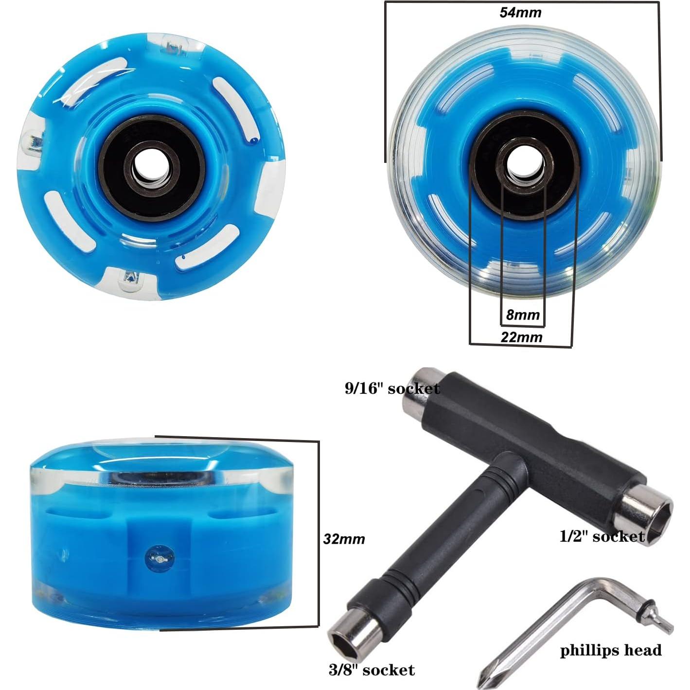 Ruedas de patín FREEDARE 54mm 83A con rodamientos y herramienta T