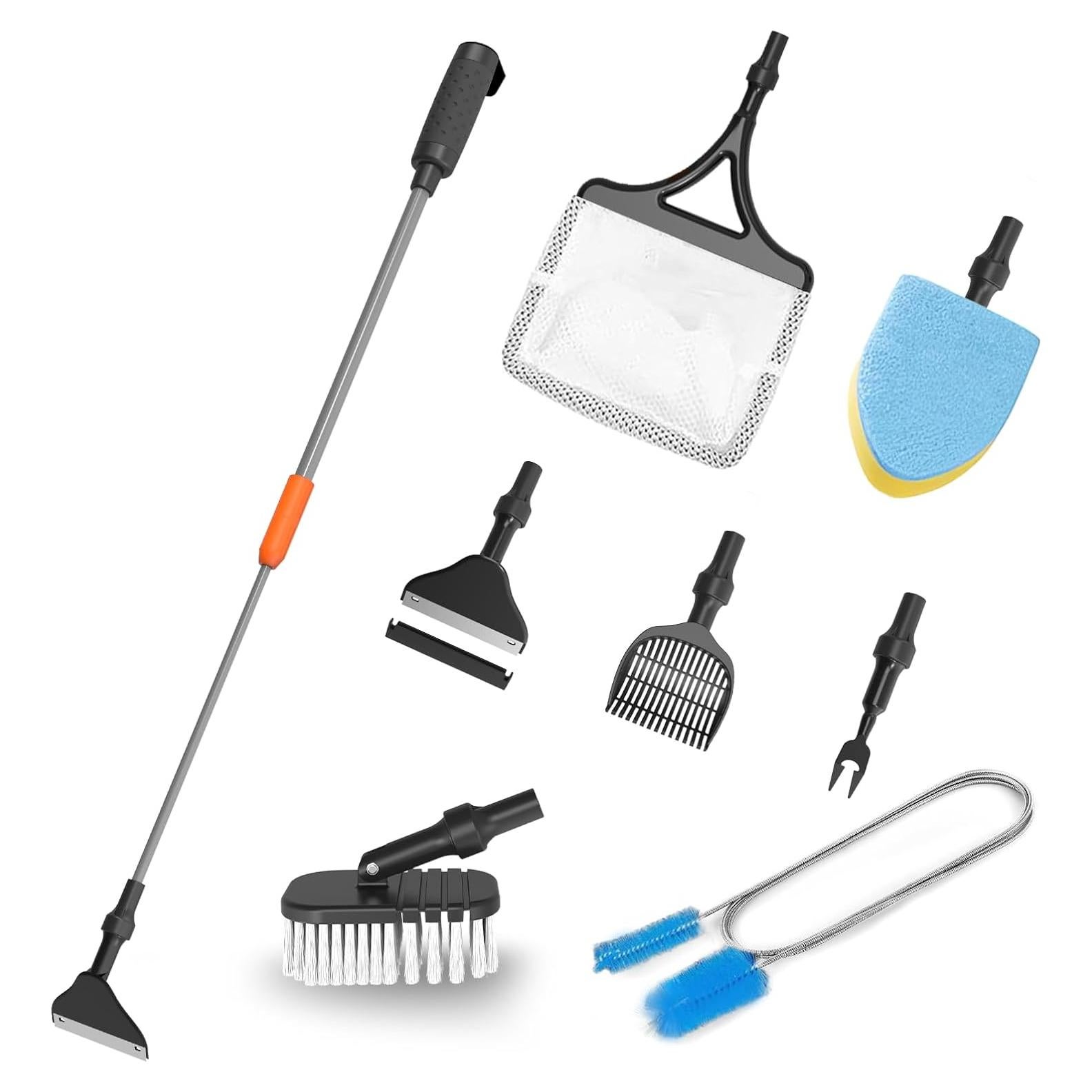 Kit de Limpieza de Acuario 7 en 1 SEAOURA con Mango Telescópico