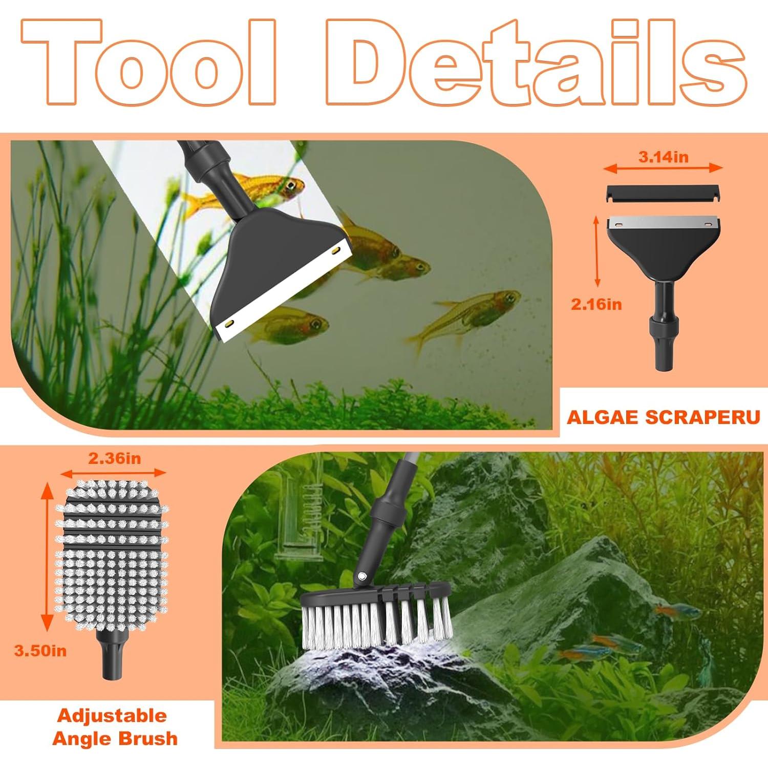 Kit de Limpieza de Acuario 7 en 1 SEAOURA con Mango Telescópico