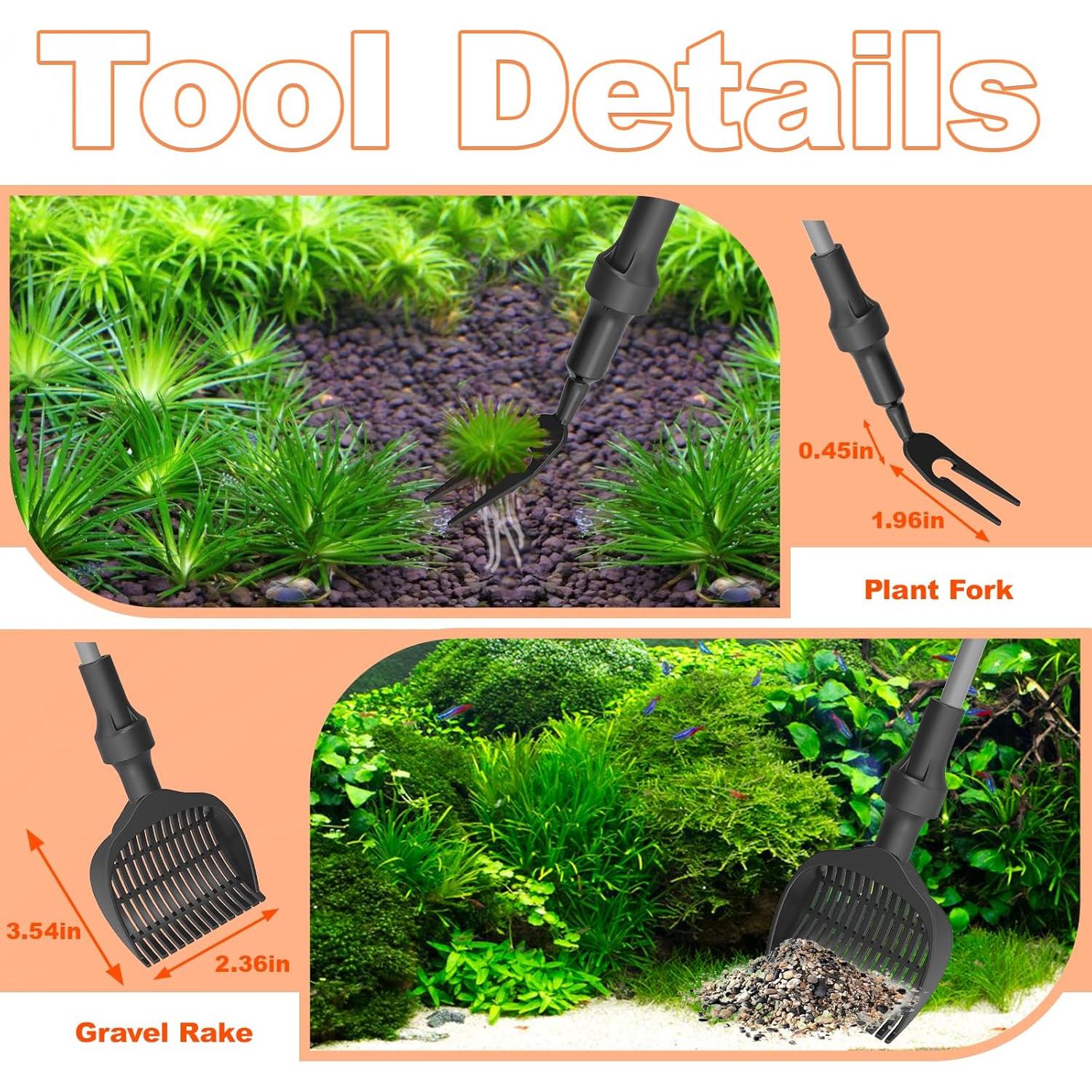 Kit de Limpieza de Acuario 7 en 1 SEAOURA con Mango Telescópico