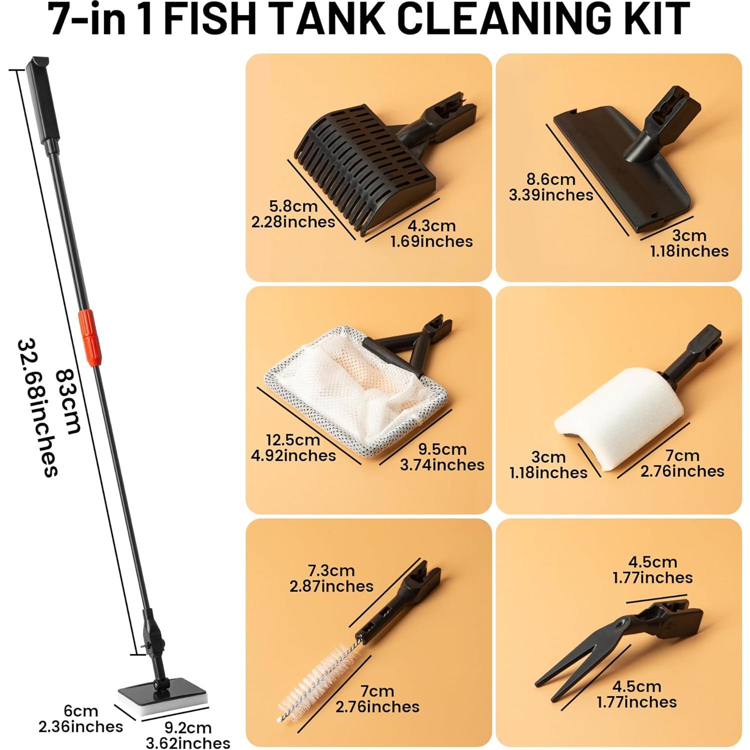 Kit de Limpieza de Acuario Amviner 7 en 1 con Mango Extensible