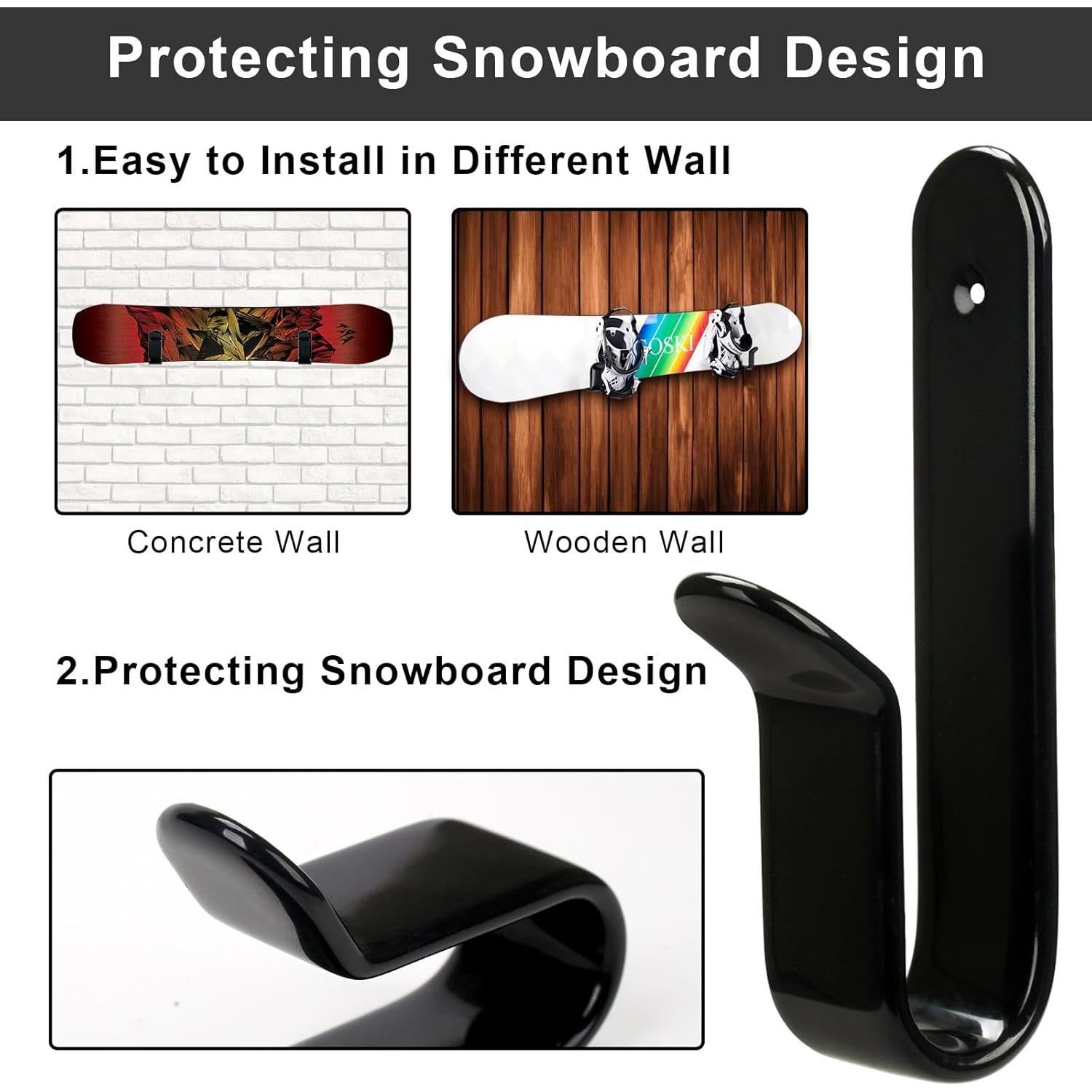 Soporte de Pared para Snowboard Rolitwils - 4 Piezas Metal