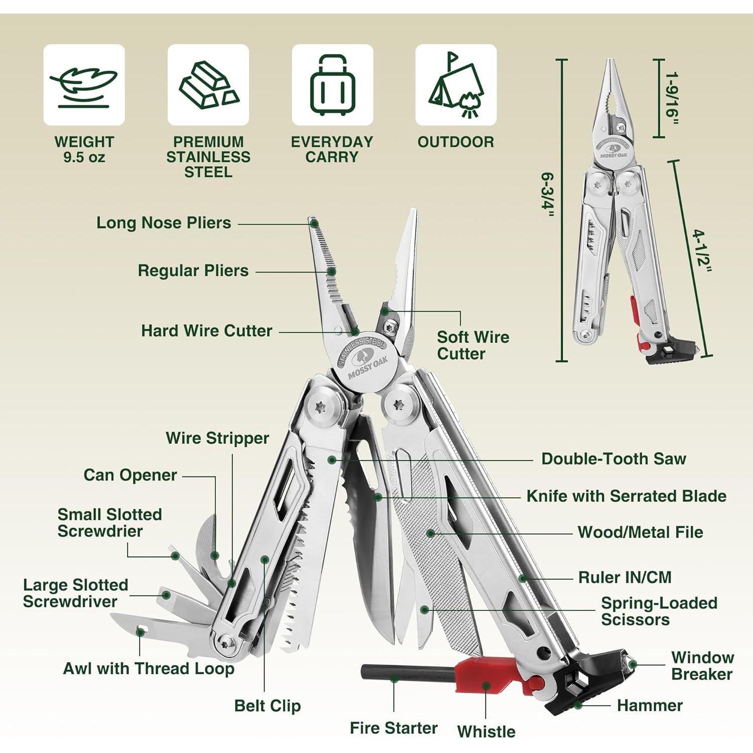 Multiherramienta MOSSY OAK 19-en-1 Acero Inoxidable EDC