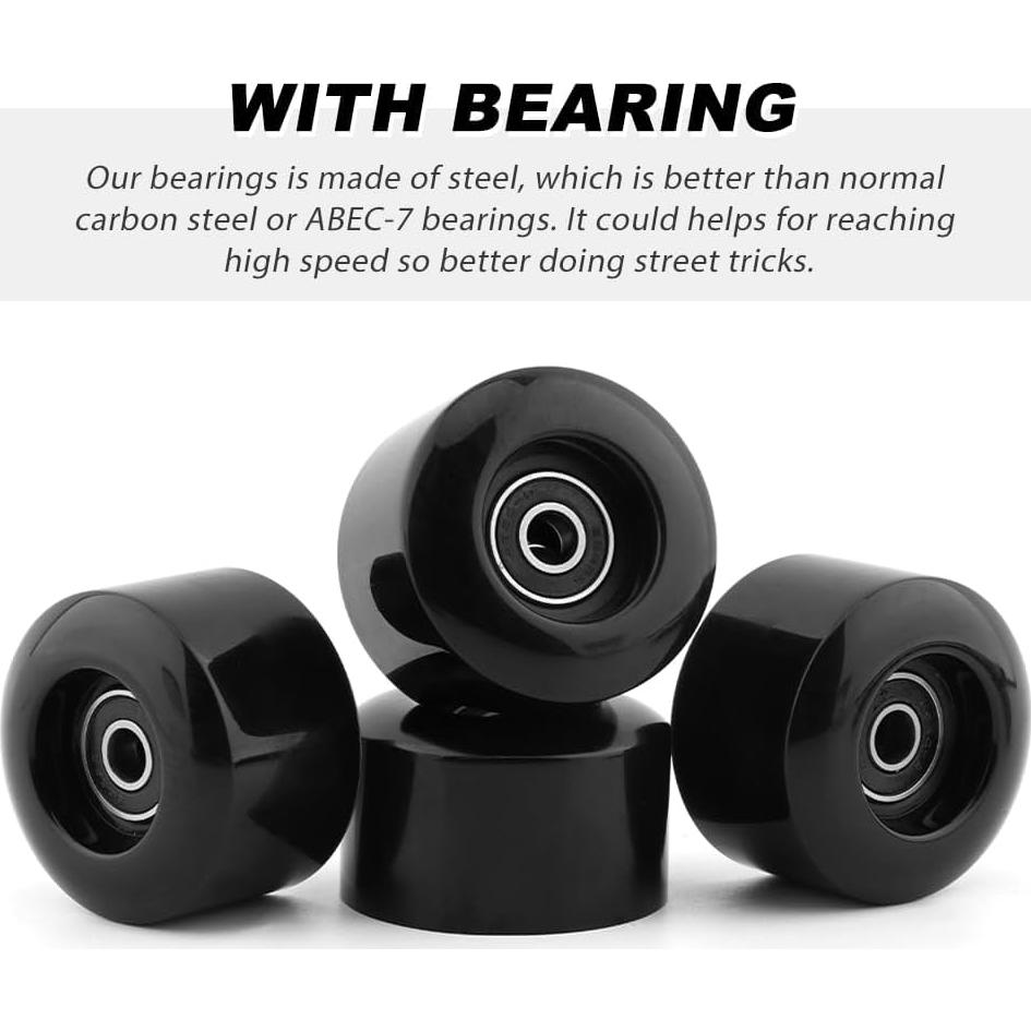 Kit de Ruedas de Patineta Houseen 55mm PU 80A con Herramienta