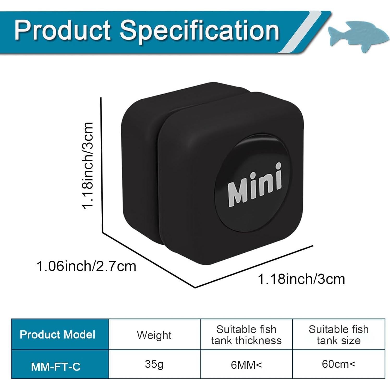 Limpiador Magnético de Acuario NASOFIR 30x30mm para Vidrio