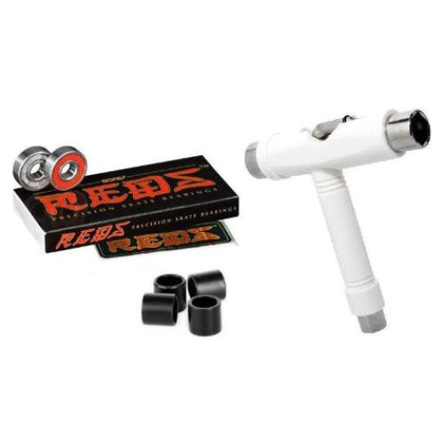 Rodamientos Bones Reds + T-Tool + Espaciadores 226g Blanco