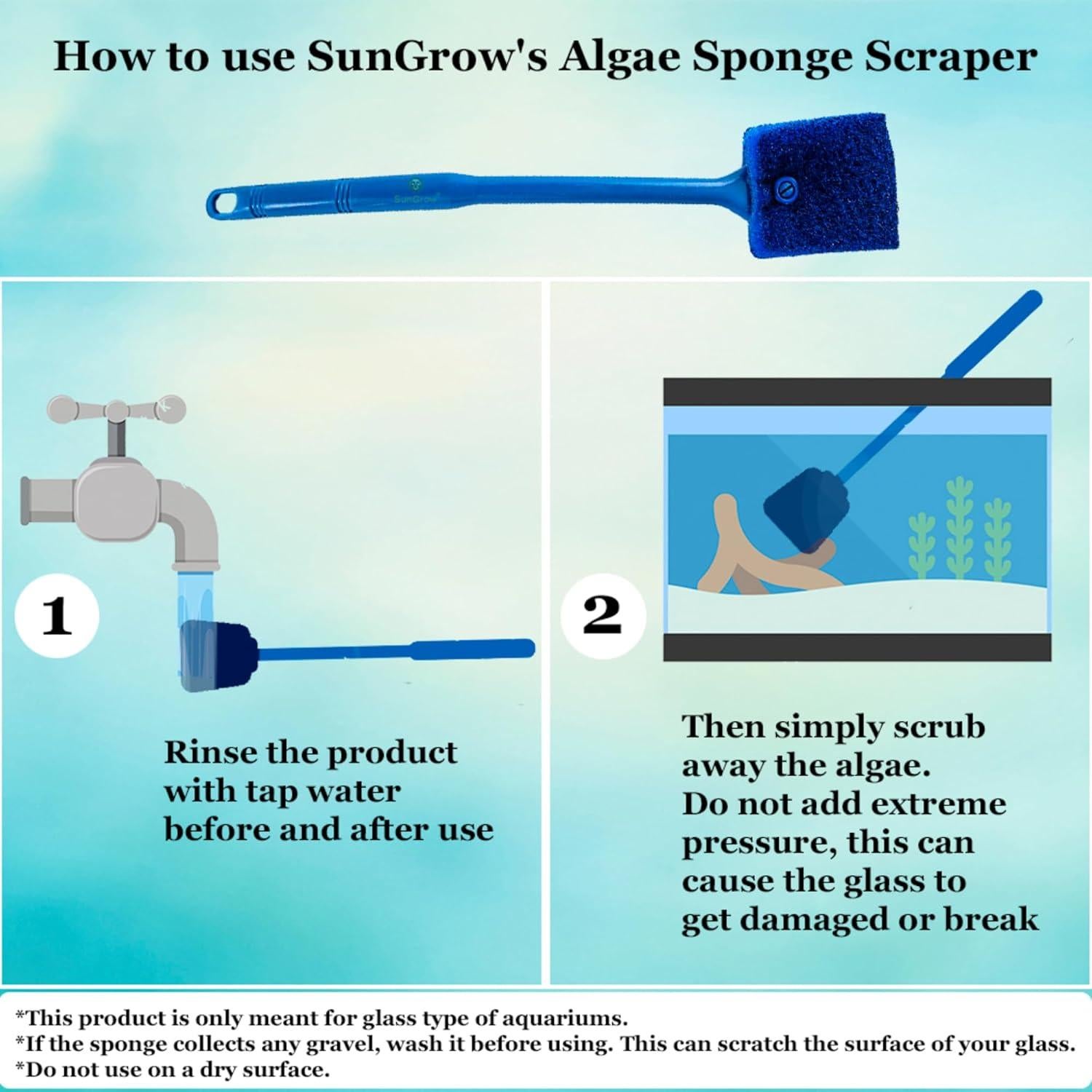 Raspador de Esponja SunGrow para Acuario 40.64 cm Doble Cara