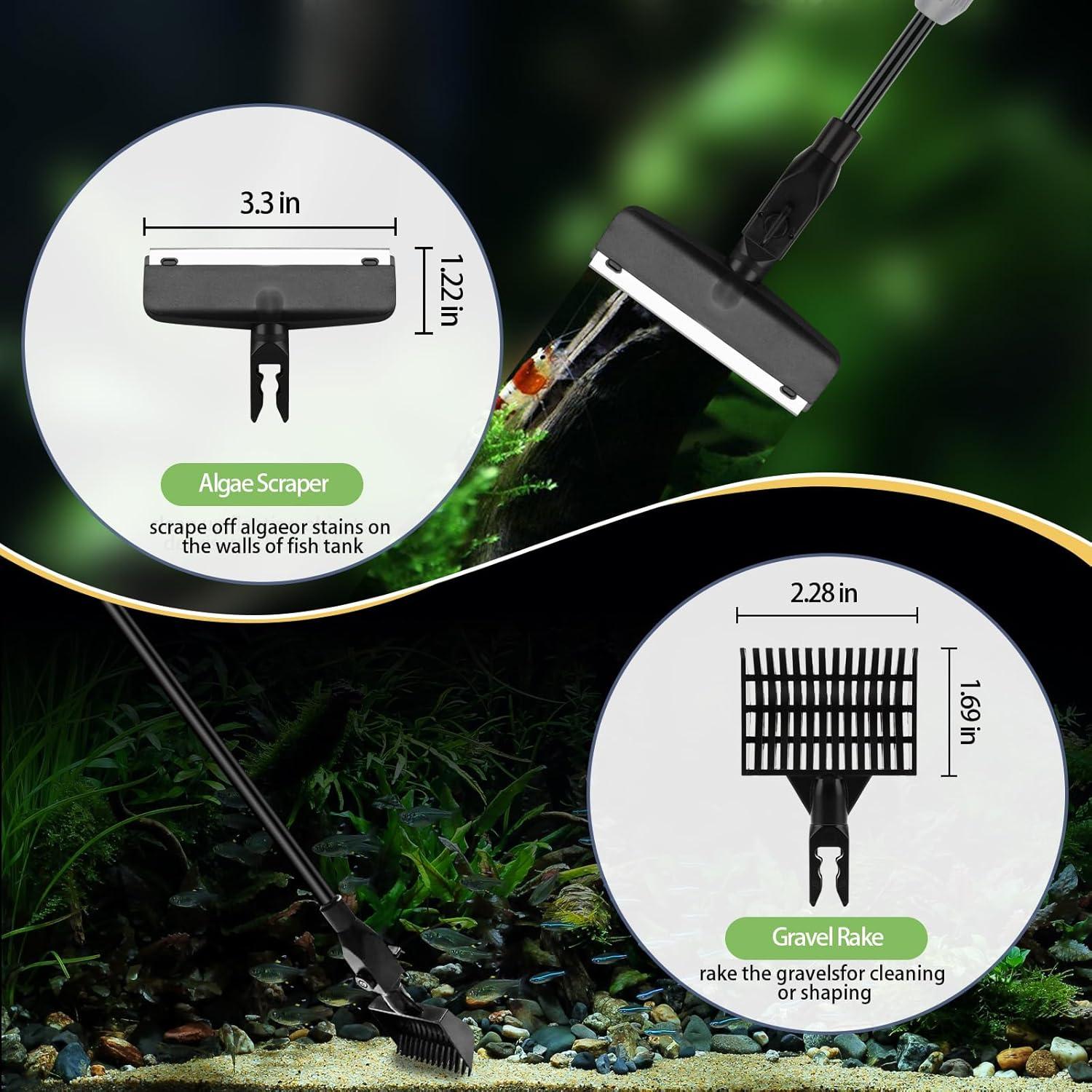Kit de limpieza de acuarios HSIFMATE 6 en 1 con mango ajustable