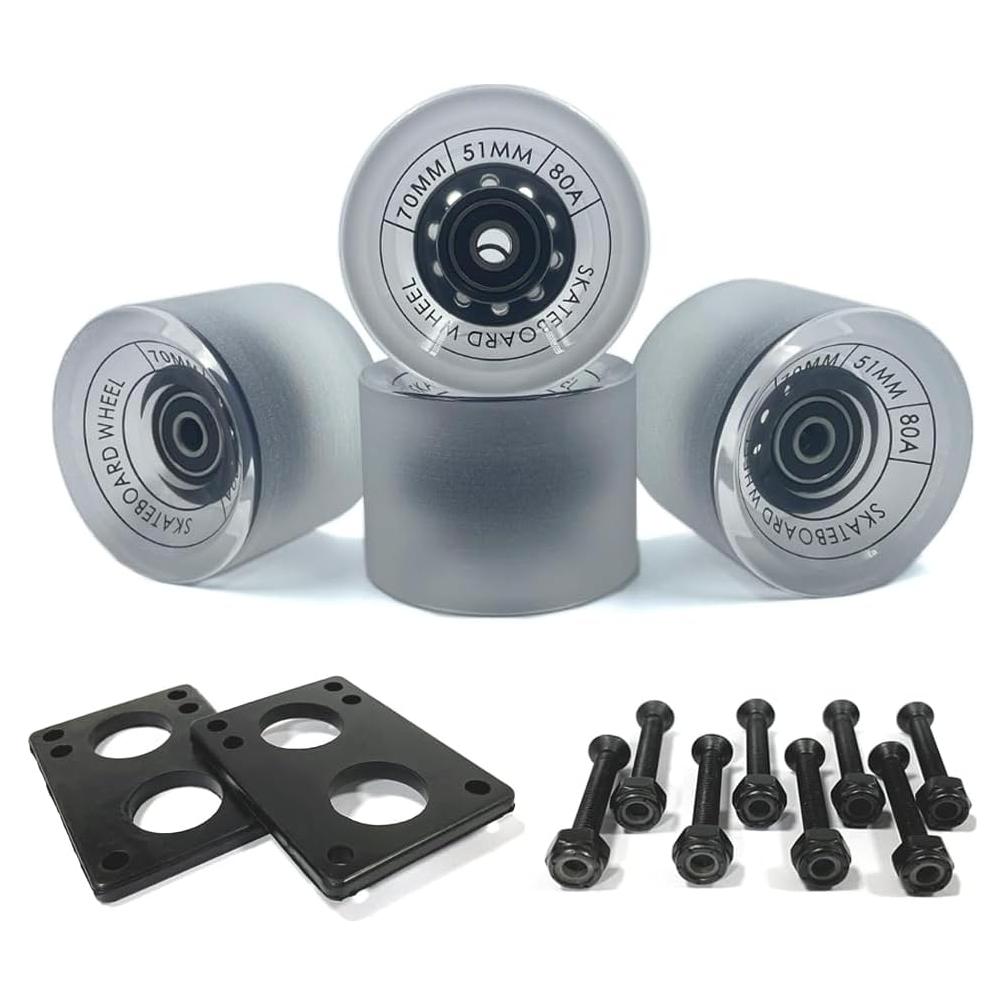 Ruedas de Longboard LOOEEL 70mm 80A con Rodamientos ABEC-9