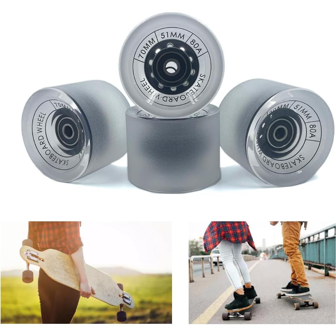 Ruedas de Longboard LOOEEL 70mm 80A con Rodamientos ABEC-9