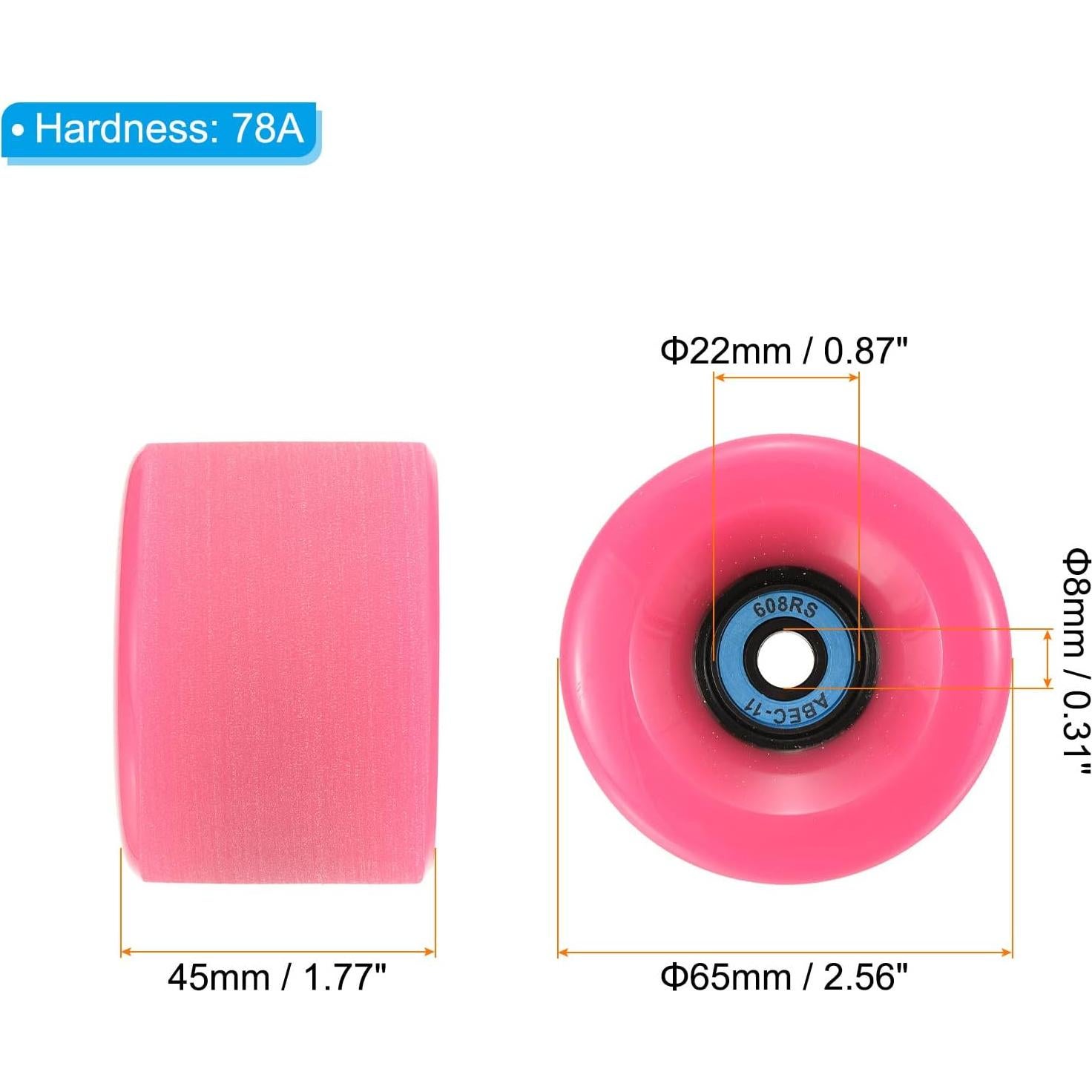 Conjunto de Ruedas y Rodamientos PATIKIL 65mm Rosa 78A