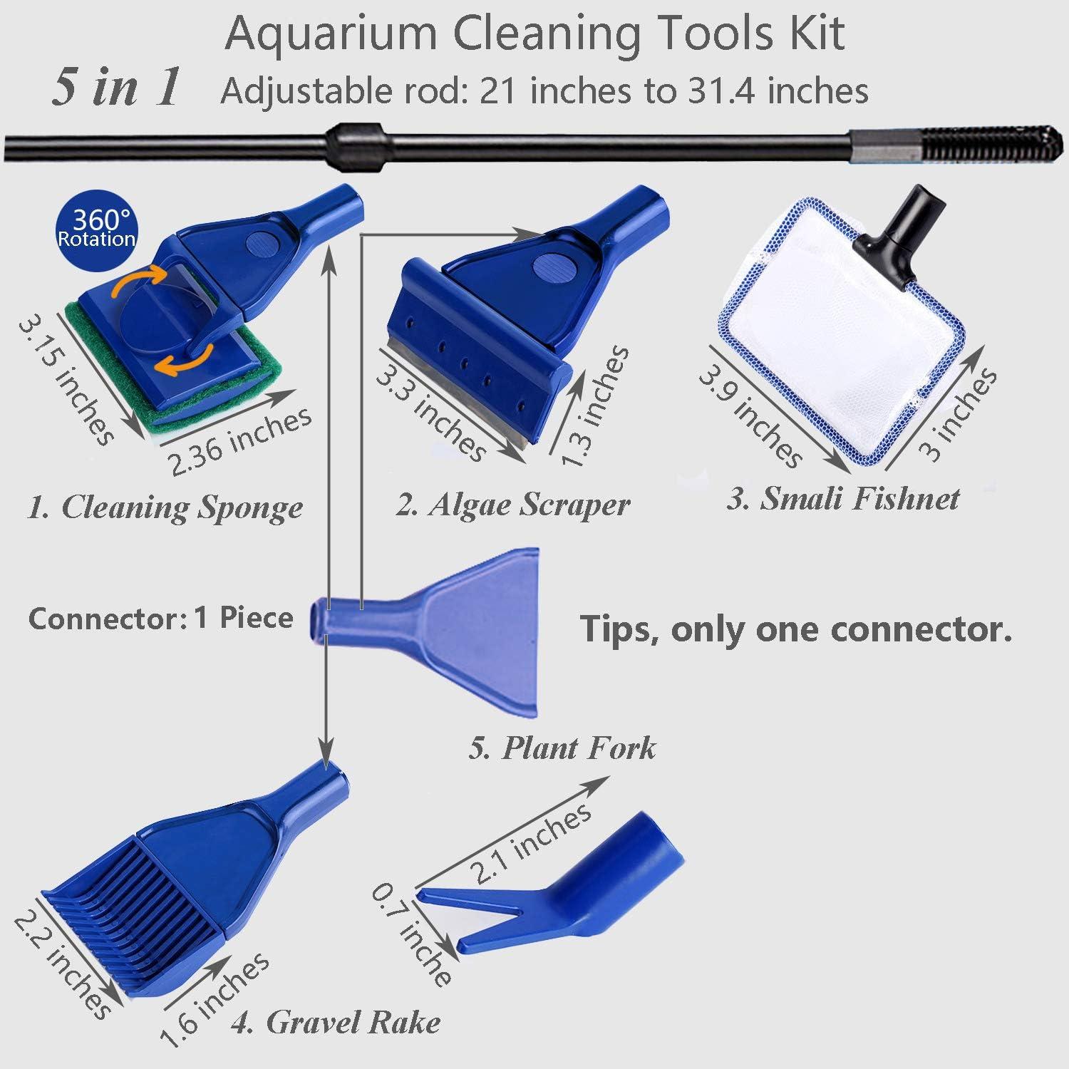 Kit de Limpieza de Acuario 5 en 1 JZMYXA con Varilla Ajustable