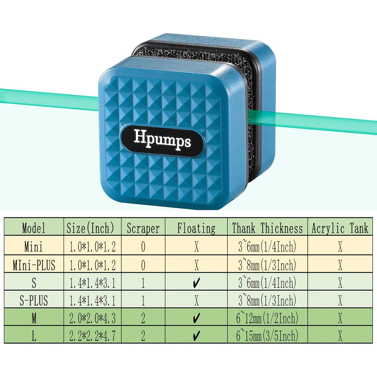 Limpiador Magnético Mini Hpumps para Acuario 2.54cm Vidrio 6mm