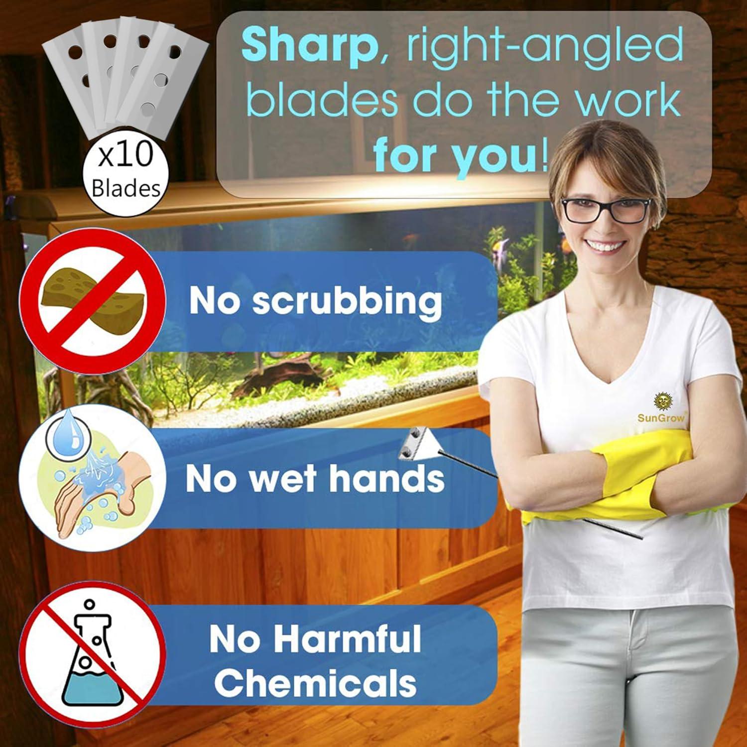 Limpiador de Cristal para Acuarios SunGrow 63.5 cm con Cuchillas Reemplazables