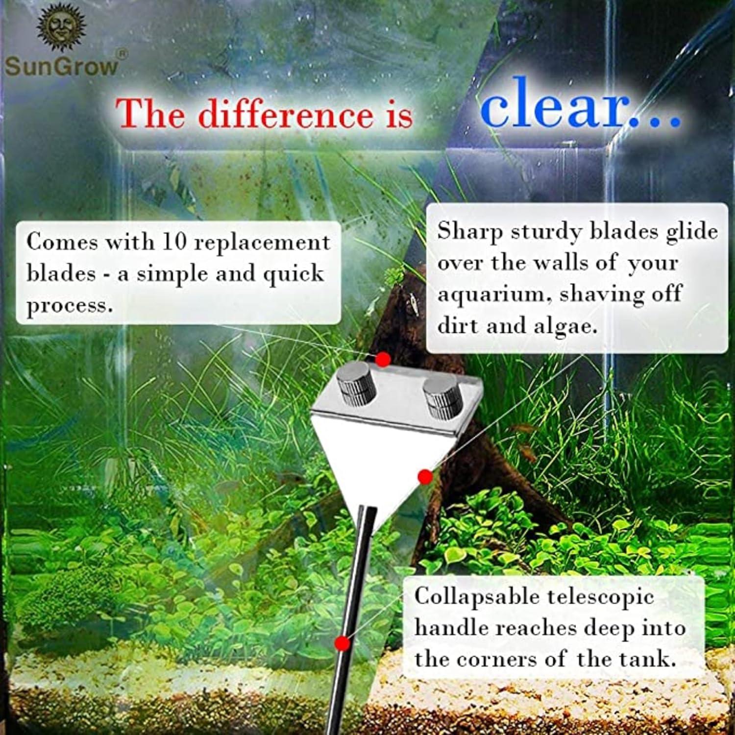 Limpiador de Cristal para Acuarios SunGrow 63.5 cm con Cuchillas Reemplazables