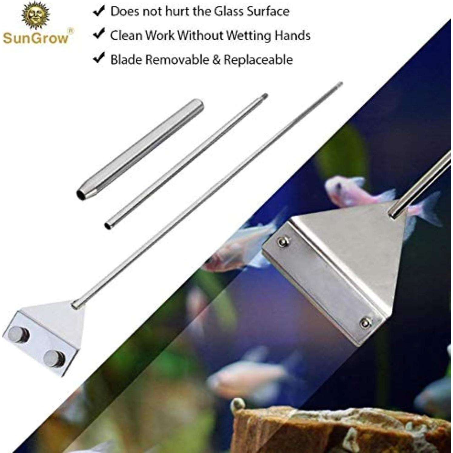 Limpiador de Cristal para Acuarios SunGrow 63.5 cm con Cuchillas Reemplazables