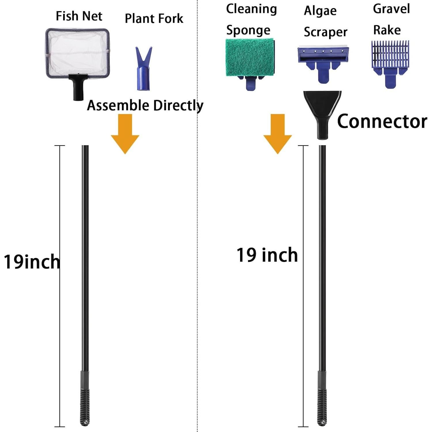 Kit de Limpieza de Acuario TOPZEA 5 en 1 con Mango de 48 cm