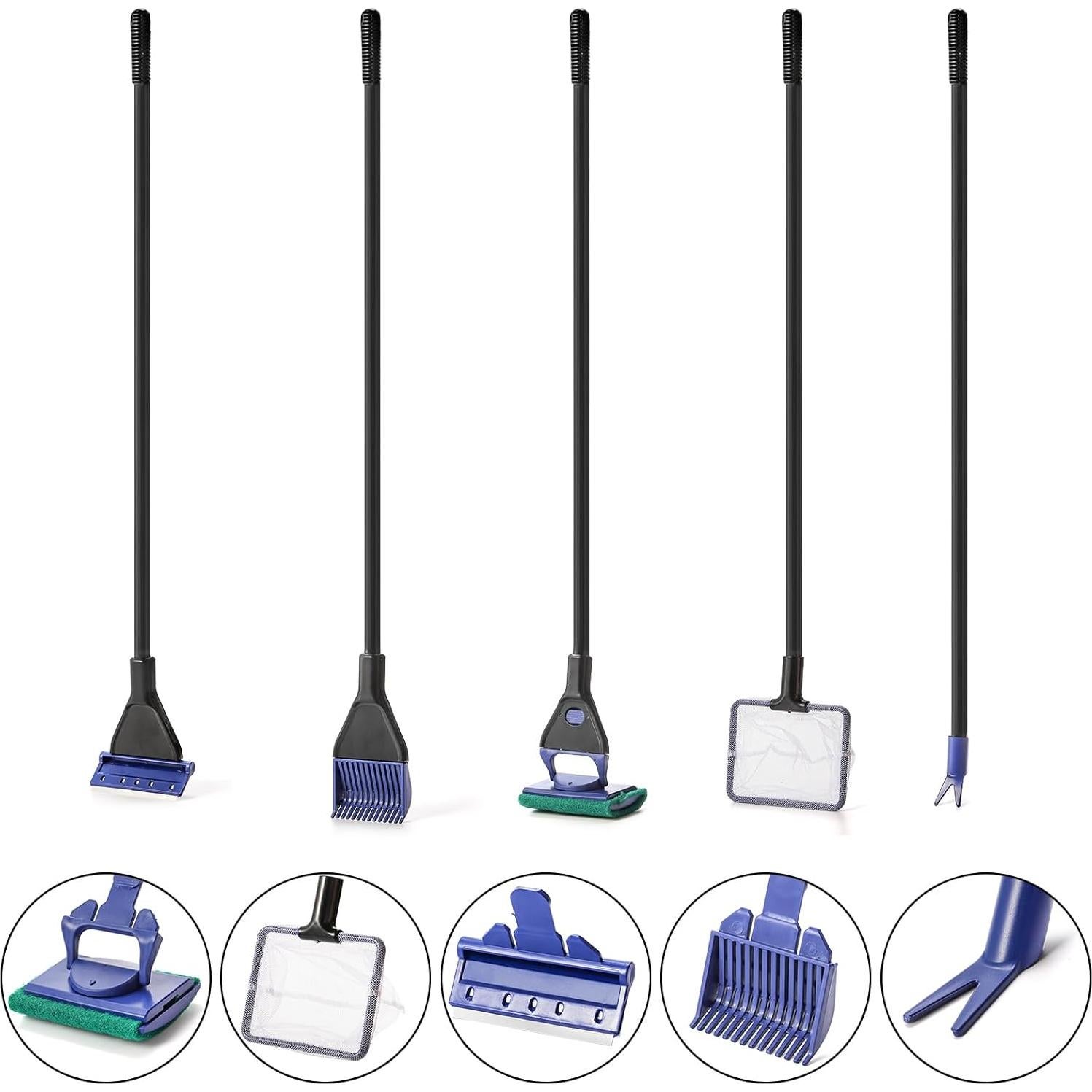 Kit de Limpieza de Acuario TOPZEA 5 en 1 con Mango de 48 cm