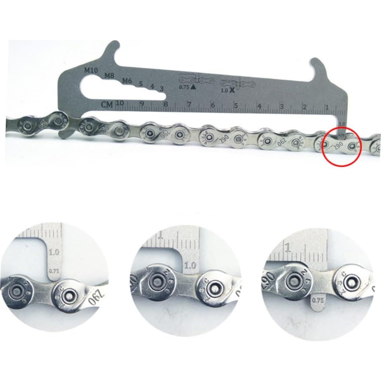 FAVOMOTO Medidor de Desgaste de Cadena de Bicicleta Acero Inoxidable