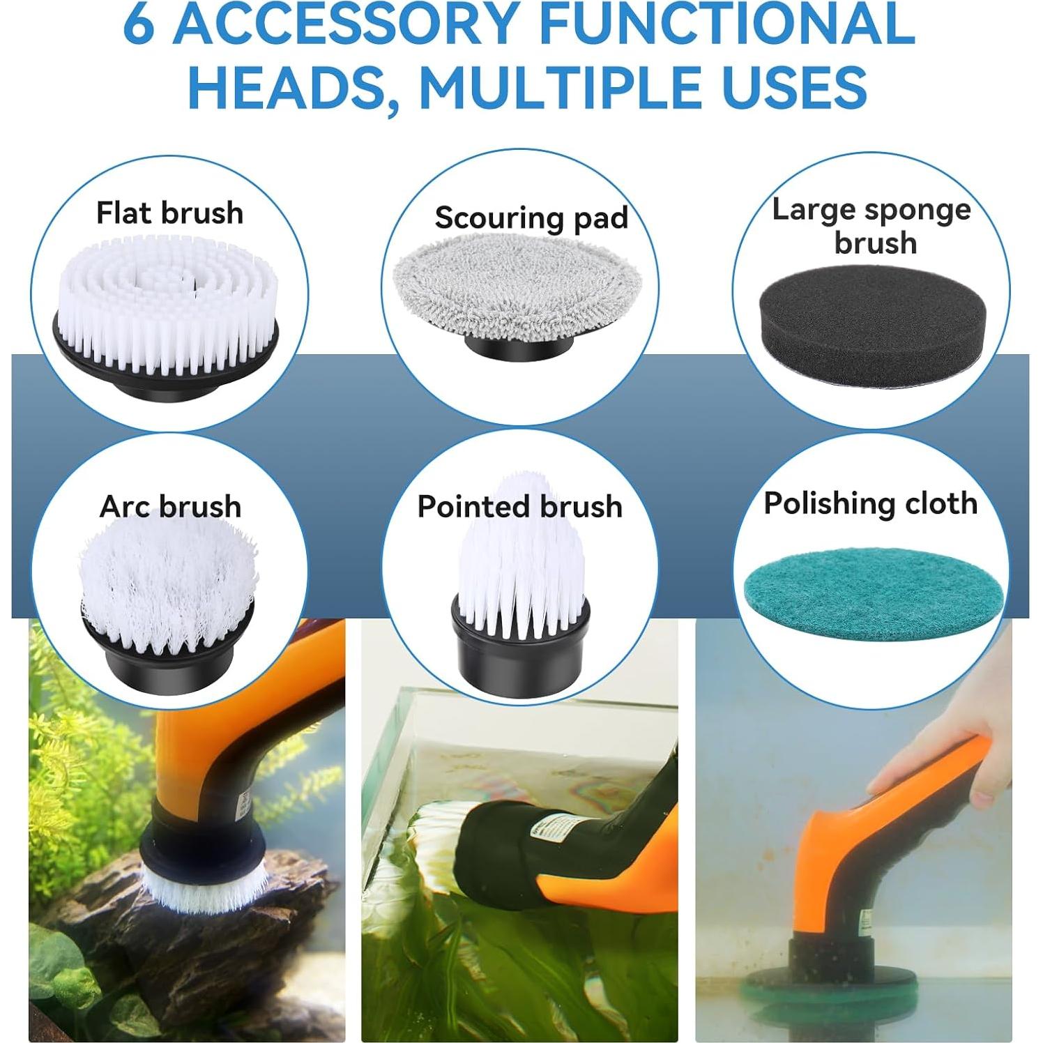 Cepillo Eléctrico para Acuarios Hygger IPX8 Inalámbrico 6 Accesorios