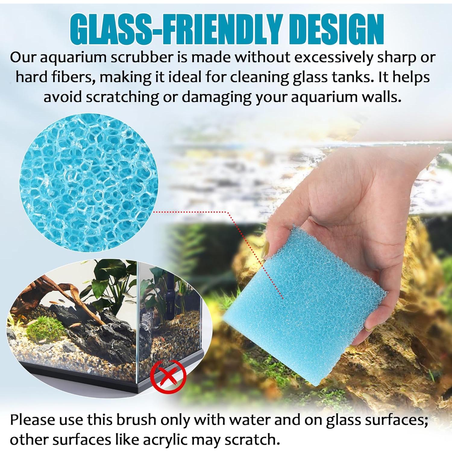 Limpiador de Acuarios Aussio - Paquete de 6 Esponjas 21x21x6.5cm