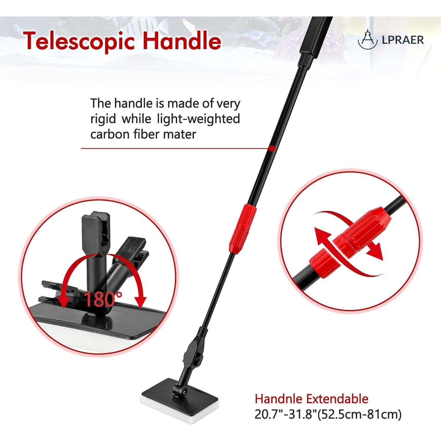 Kit de limpieza de acuario 7 piezas Lpraer con mango telescópico