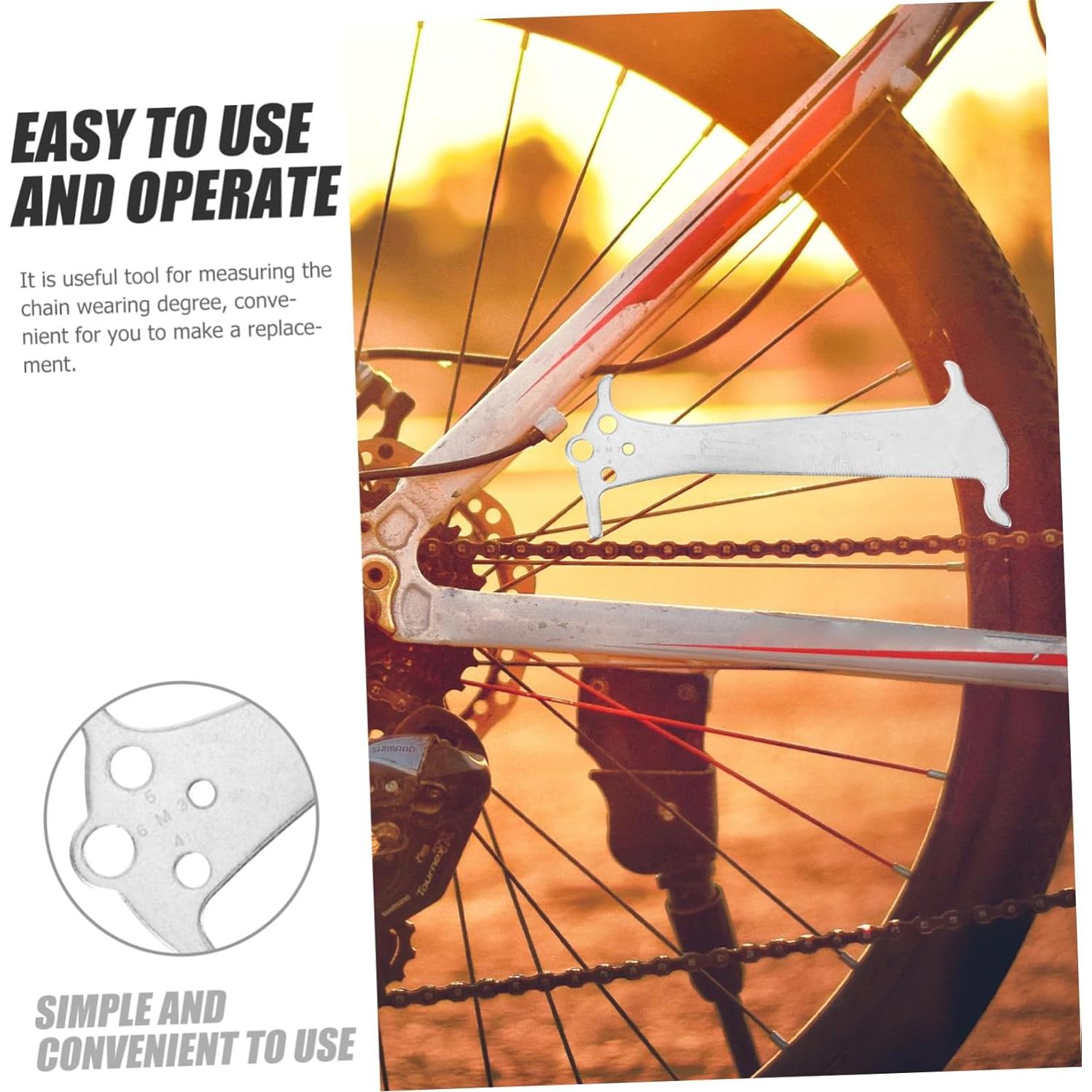 Medidor de Cadena de Bicicleta POPETPOP Acero Inoxidable Portátil