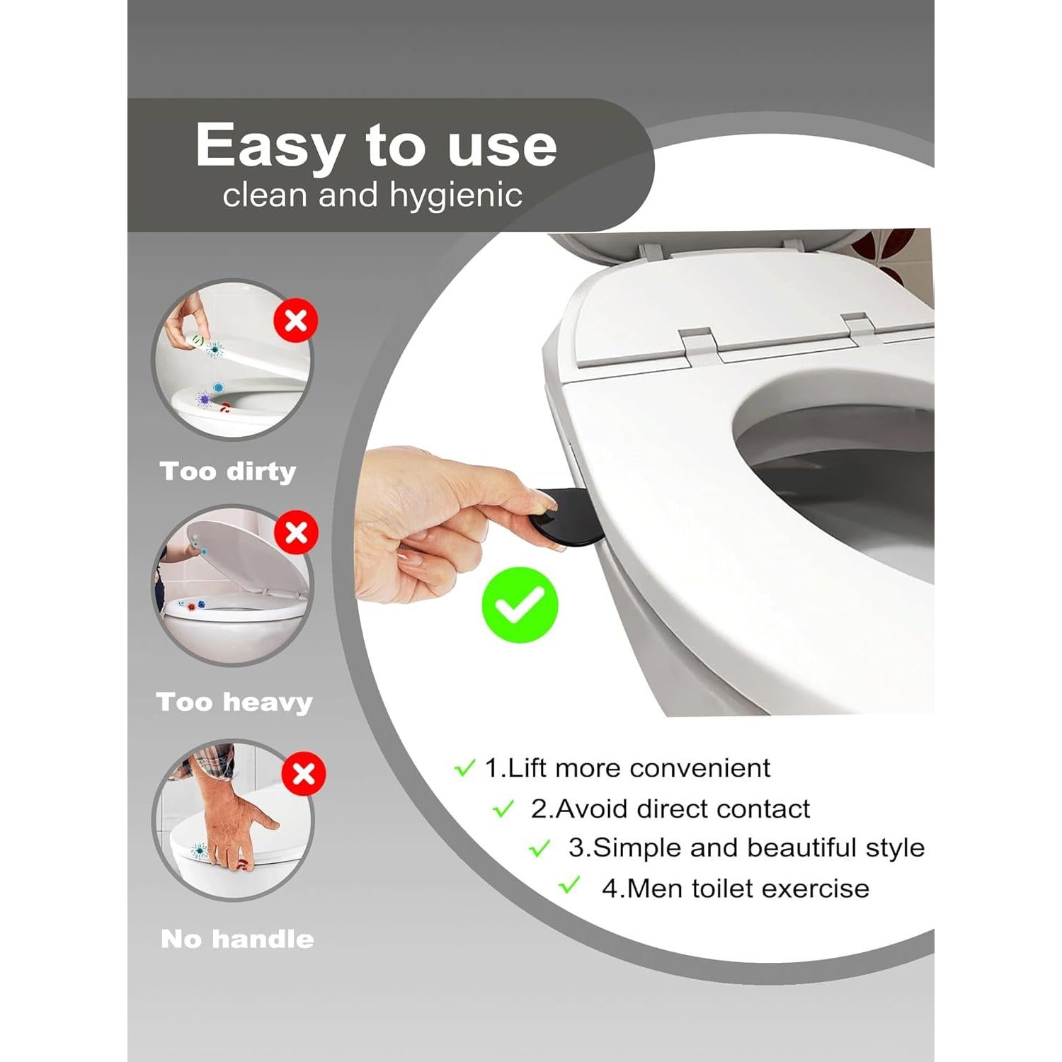 Elevador de Tapa de Inodoro Paobteiy Blanco/Negro 2 Pcs