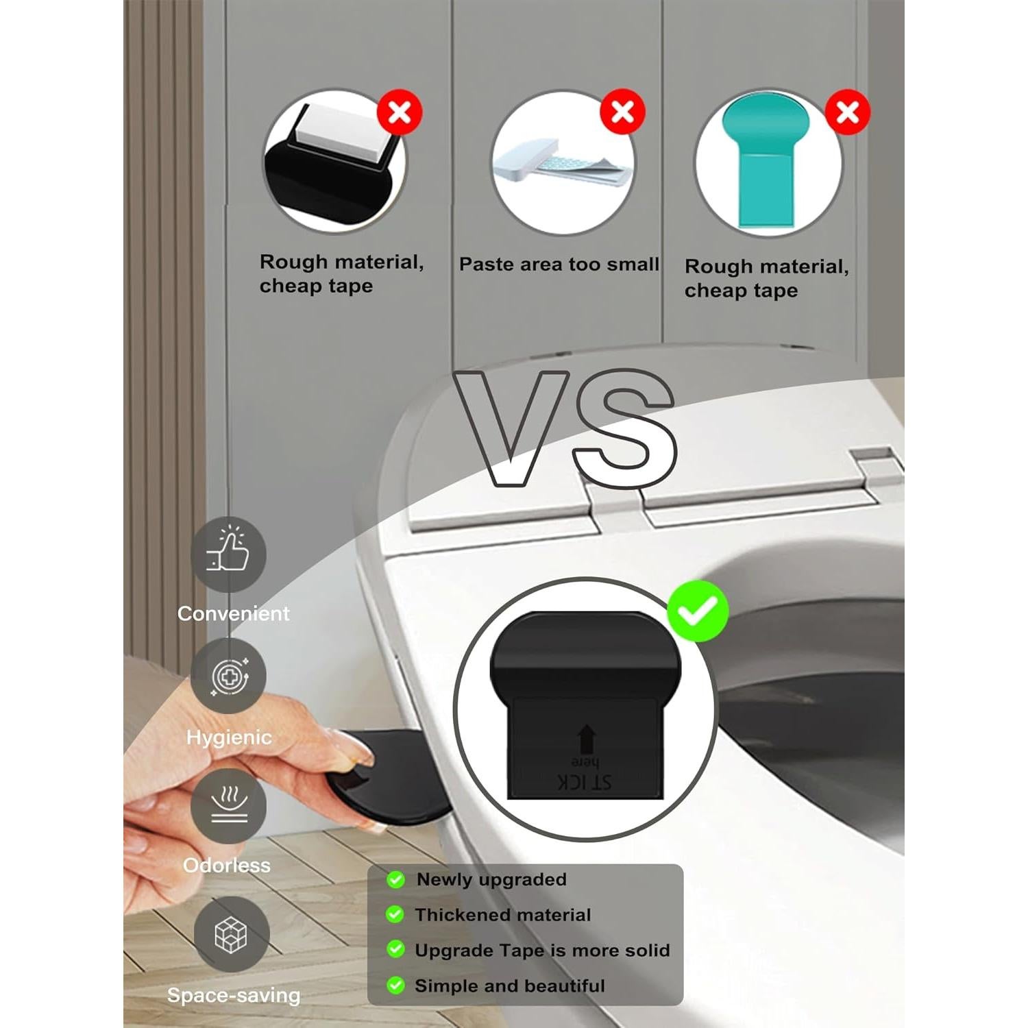 Elevador de Tapa de Inodoro Paobteiy Blanco/Negro 2 Pcs