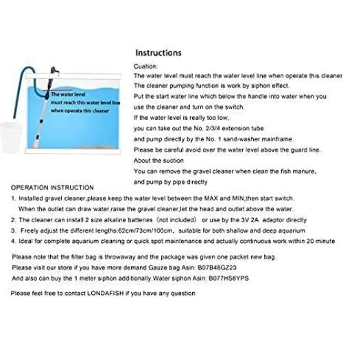 Limpiador de Acuario Eléctrico LONDAFISH 70 cm Sifón Grava