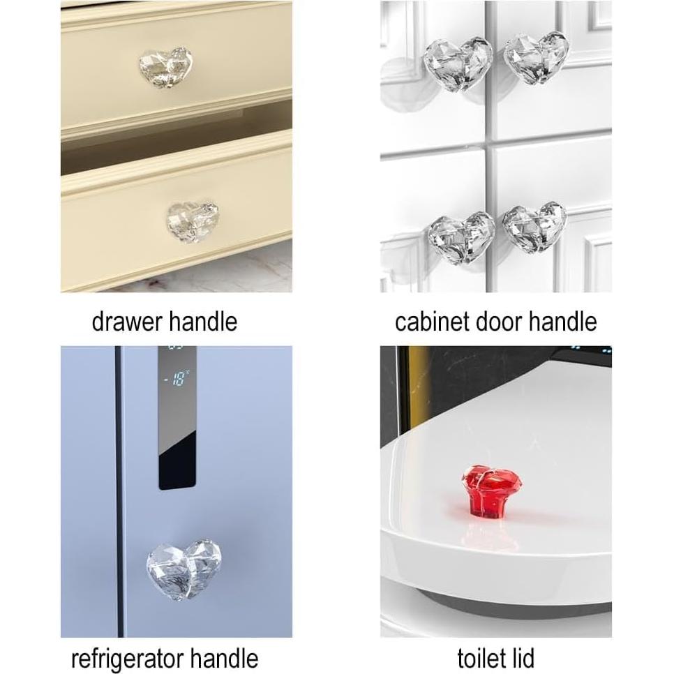Botones de Tanque de Inodoro Corazón Transparente WsjiaboFux - 2 Pcs