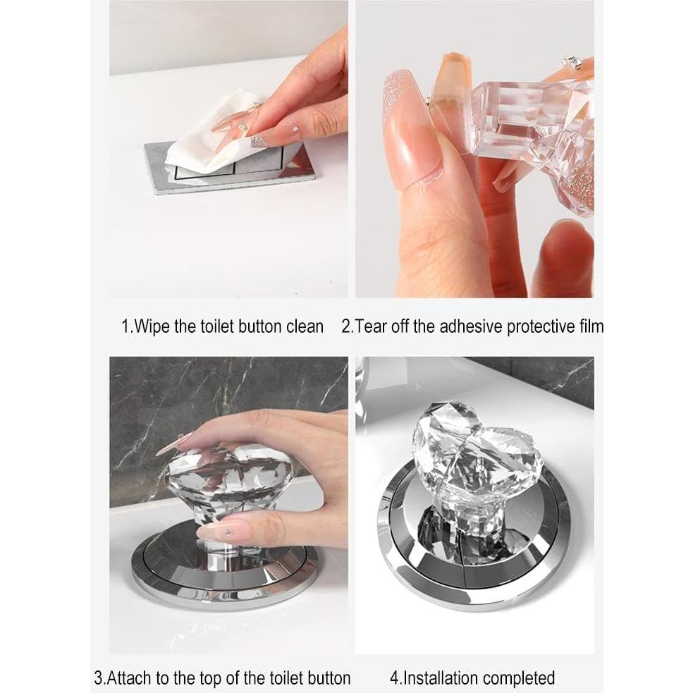 Botones de Tanque de Inodoro Corazón Transparente WsjiaboFux - 2 Pcs