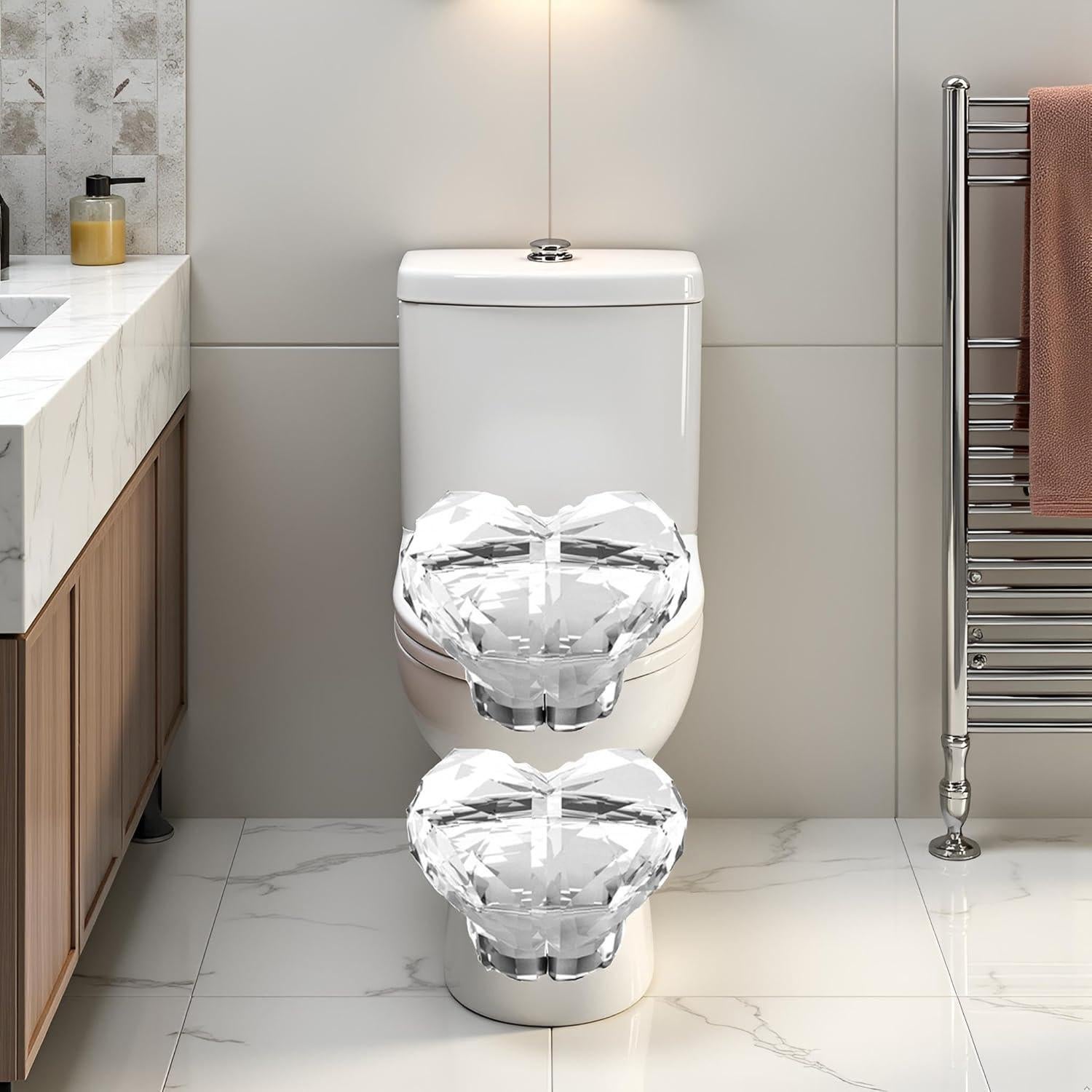 Botones de Tanque de Inodoro Corazón Transparente WsjiaboFux - 2 Pcs