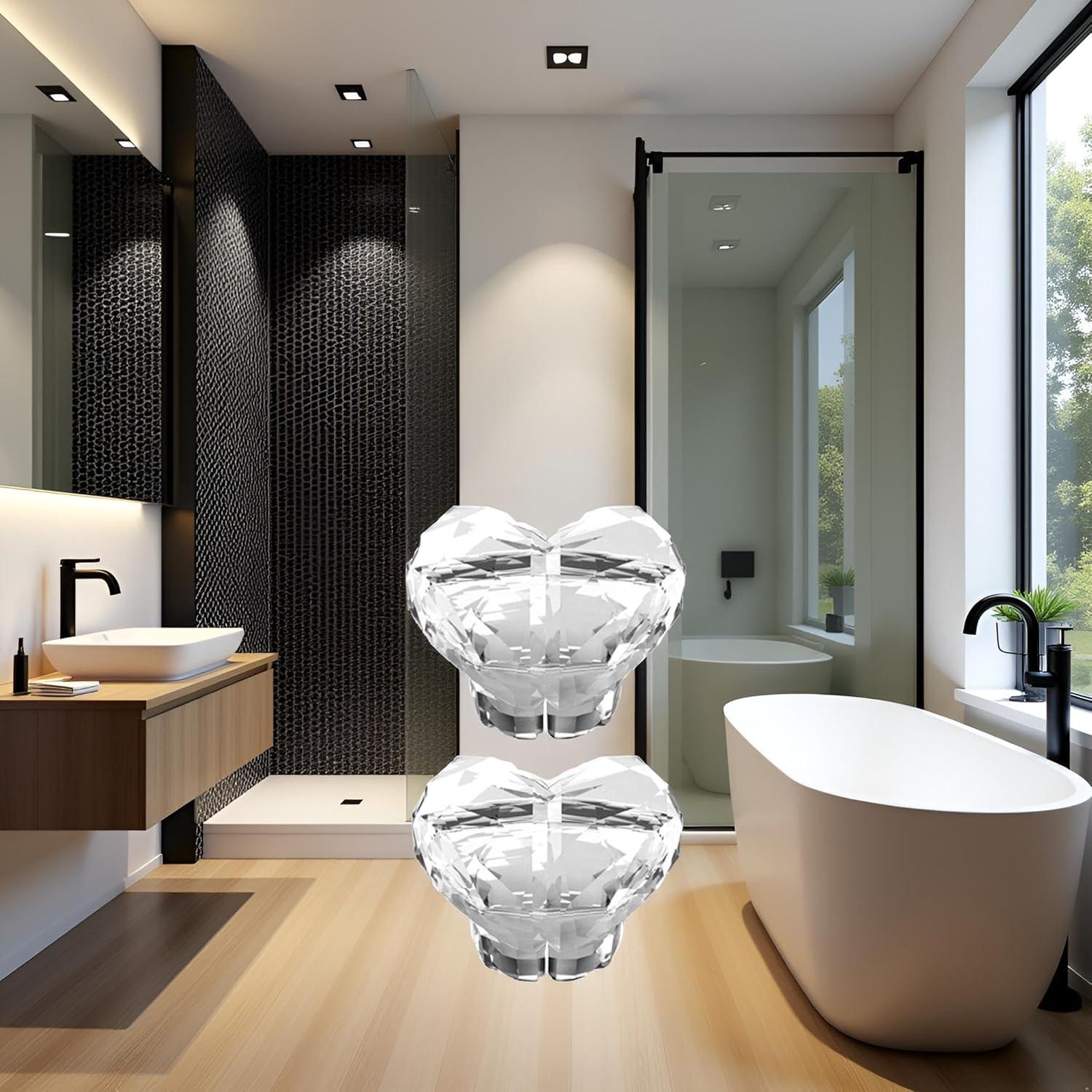 Botones de Tanque de Inodoro Corazón Transparente WsjiaboFux - 2 Pcs