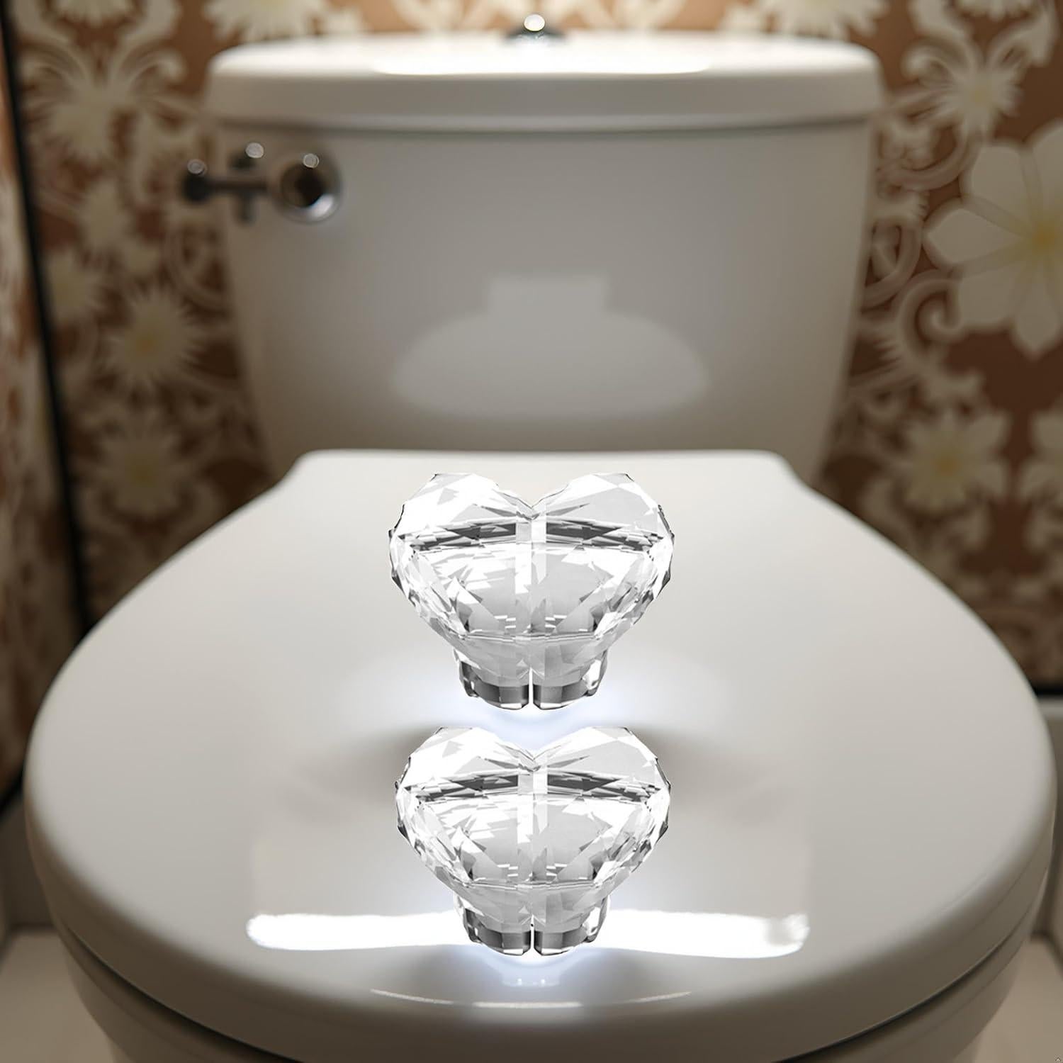 Botones de Tanque de Inodoro Corazón Transparente WsjiaboFux - 2 Pcs