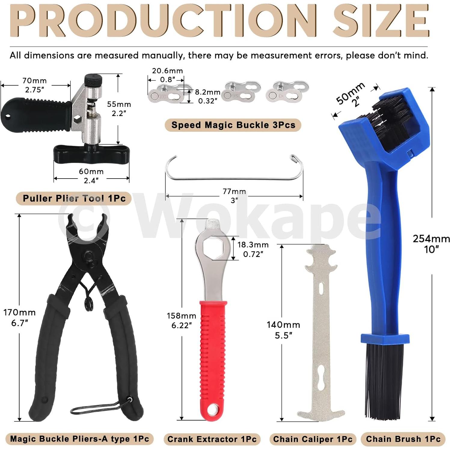 Kit de Herramientas de Cadena de Bicicleta Wokape 12 Piezas