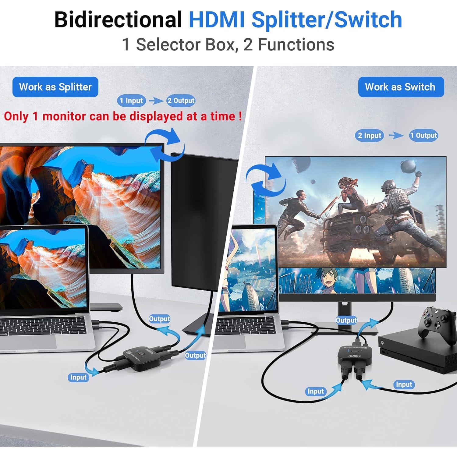 Conmutador HDMI 2.1 DGODRT 8K 60Hz 48Gbps Bidireccional