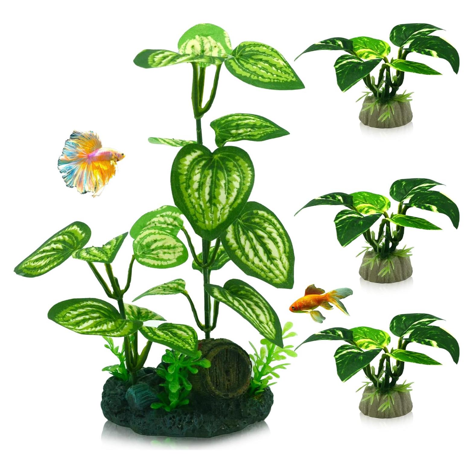 Plantas de Seda para Acuario EDGCTYU - 4PCS Hierbas Verdes