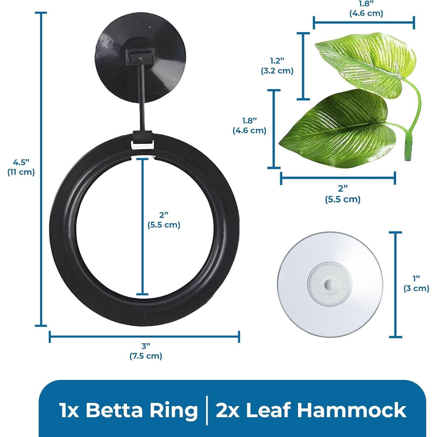 Hamacas de Hoja y Anillo Betta SunGrow - 2 Almohadillas y Alimentador